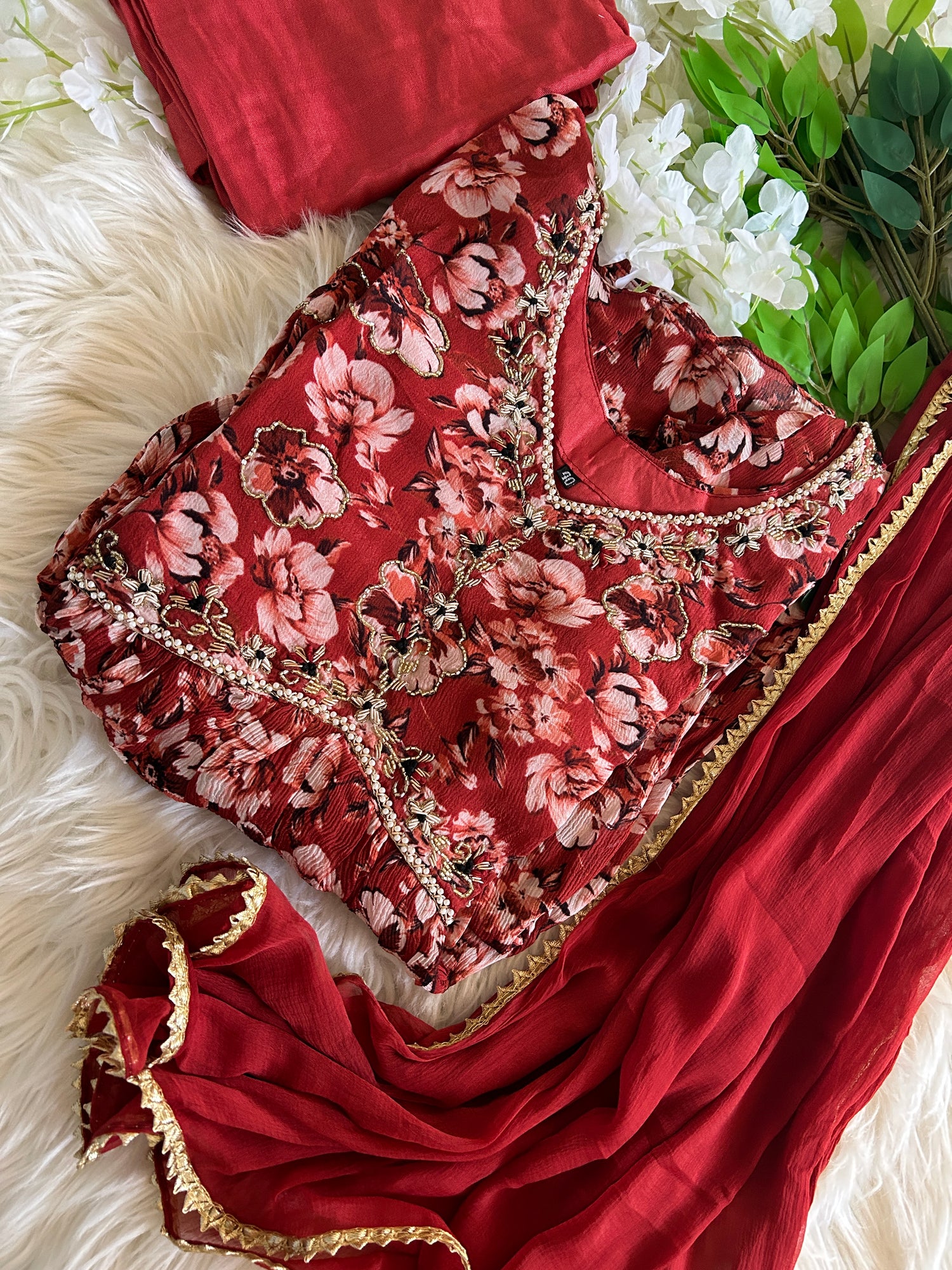 Alia style naira Cut kurti Pant With chiffon Dupatta - Prisachi Official