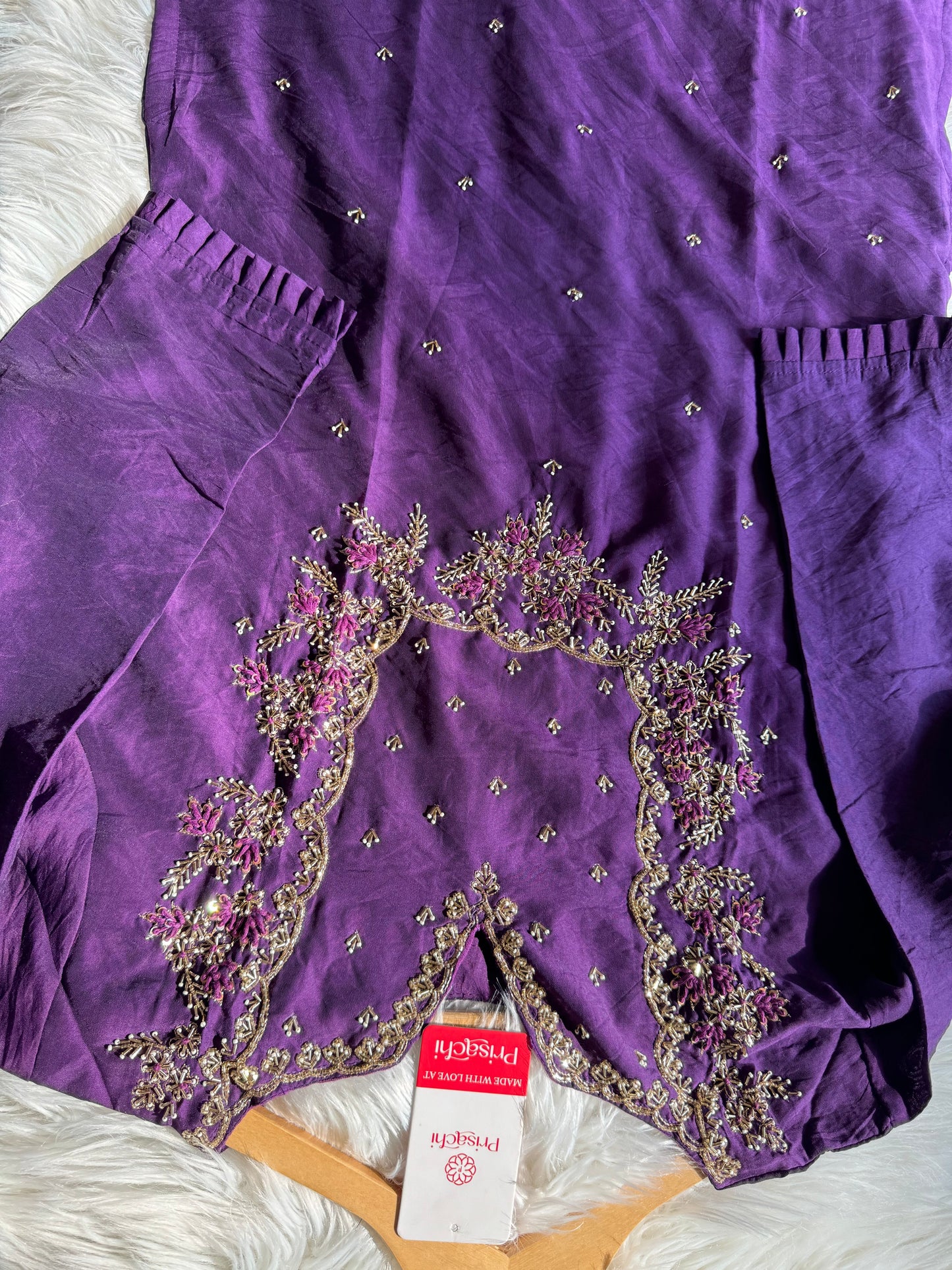 Embroidered kurta Pant  with dupatta with Zardosi work - Prisachi Official