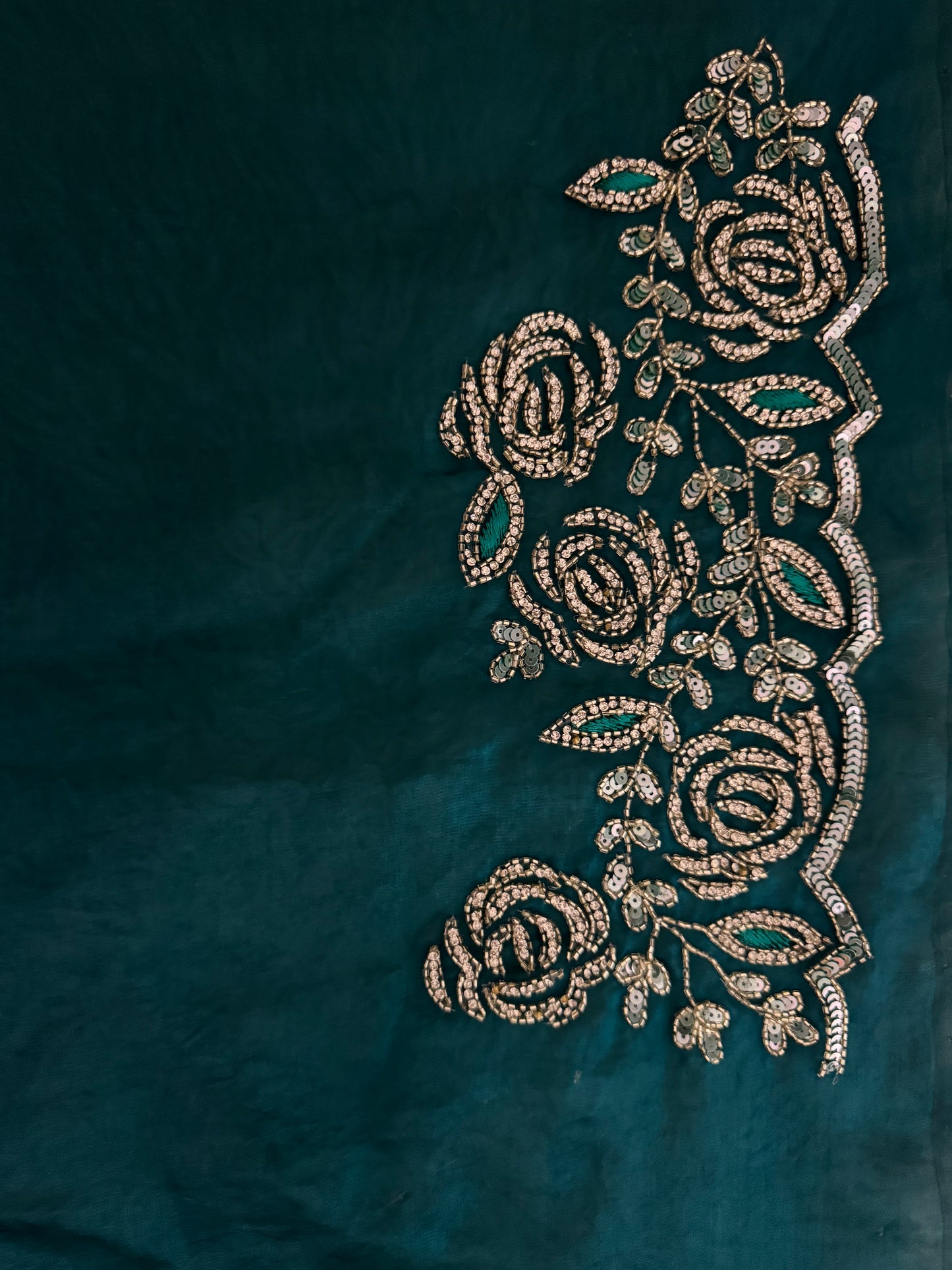 Prisachi Sea Green Designer Saree with Unstitched Blouse