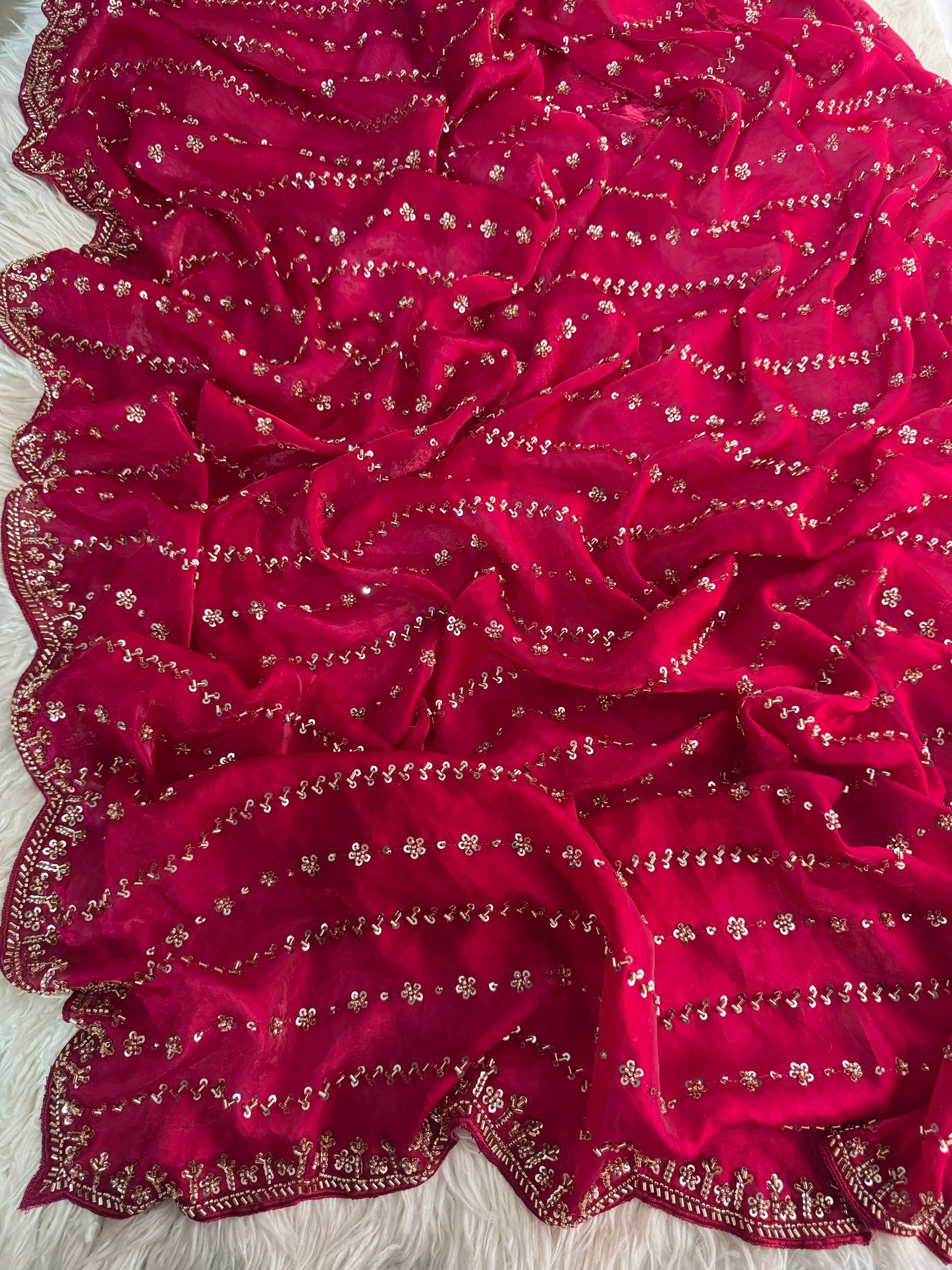 Prisachi Pink Designer Saree with Unstitched Blouse