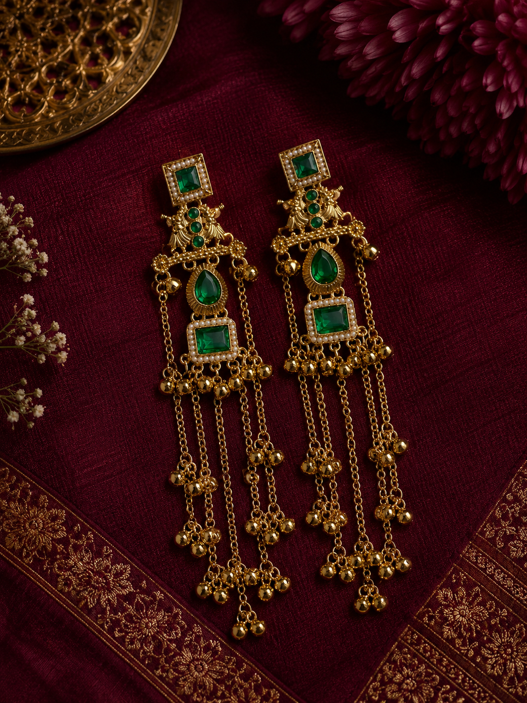 Designer Gold-Plated Kashmiri Jhumka Earrings for women