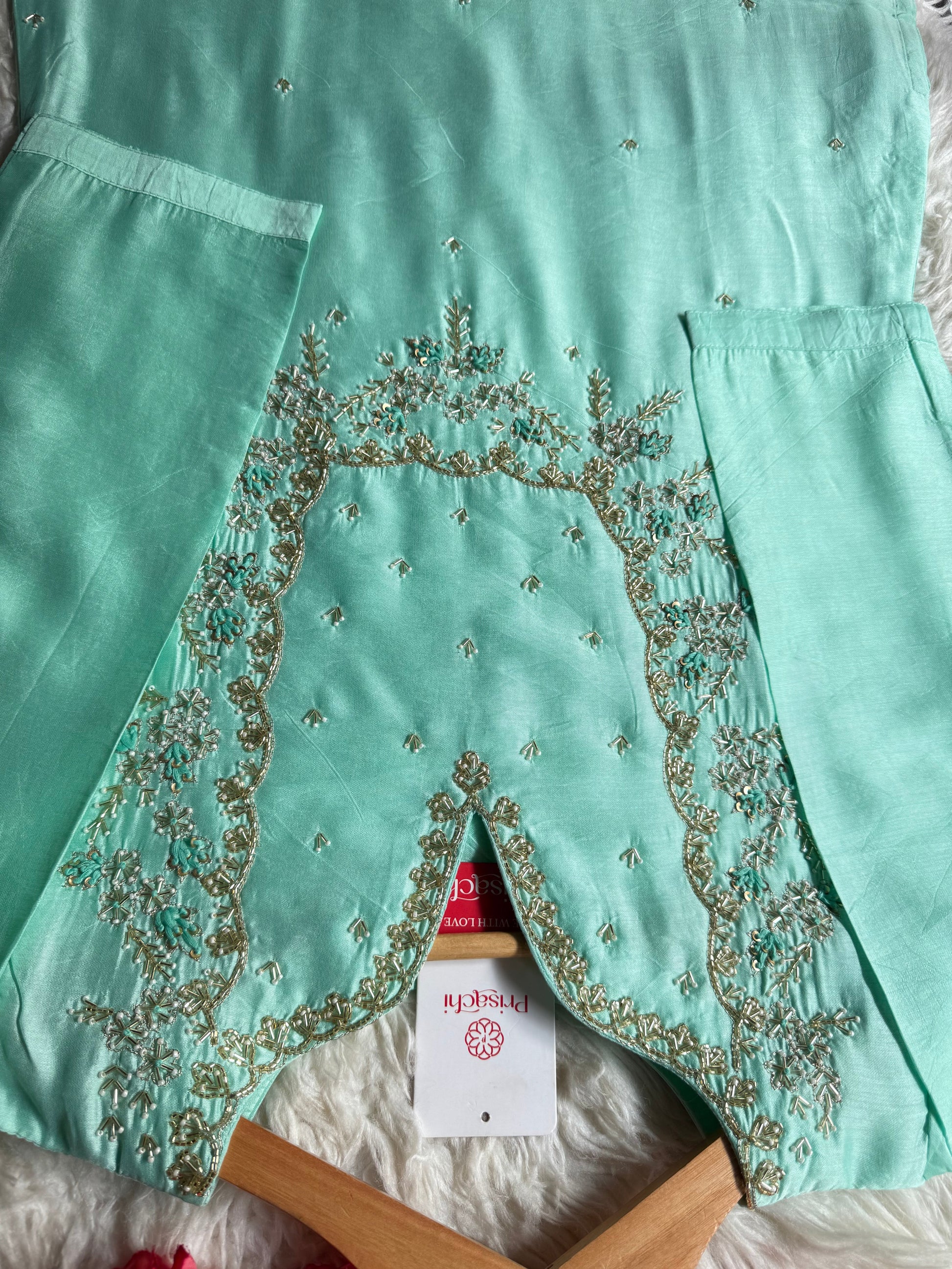 Embroidered kurta Pant  with dupatta with Zardosi work - Prisachi Official