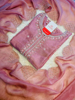 Desinger neck embroidered kurta set with dupatta