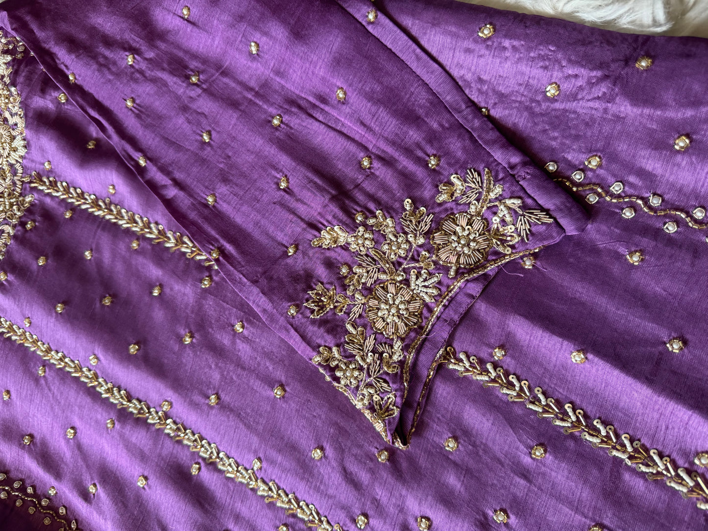 Purple Embroidered kurta set with dupatta