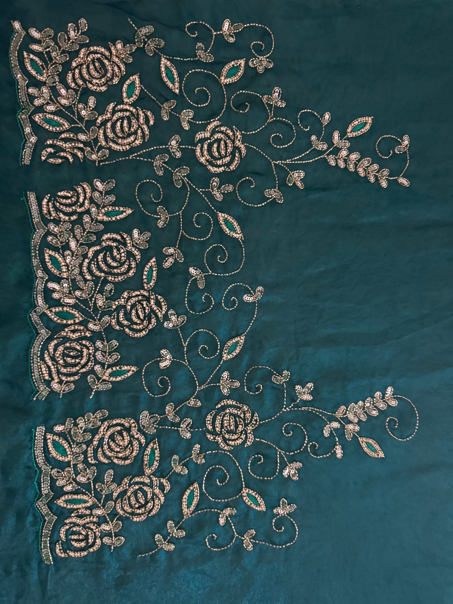 Prisachi Sea Green Designer Saree with Unstitched Blouse