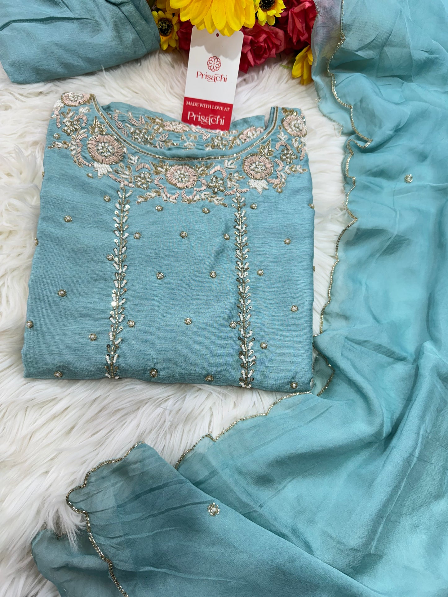 Purple Embroidered kurta set with dupatta