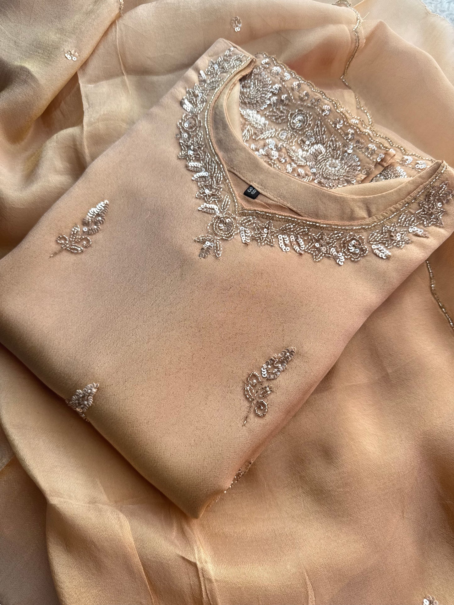 Beige Kurta Set for Women with Pants and Dupatta - Prisachi Official