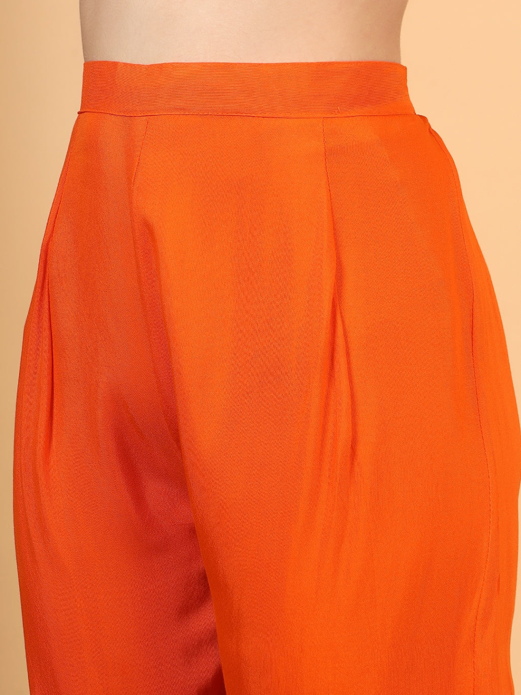 Women Orange Designer Hand Embroidered Kurta set with dupatta with Pant