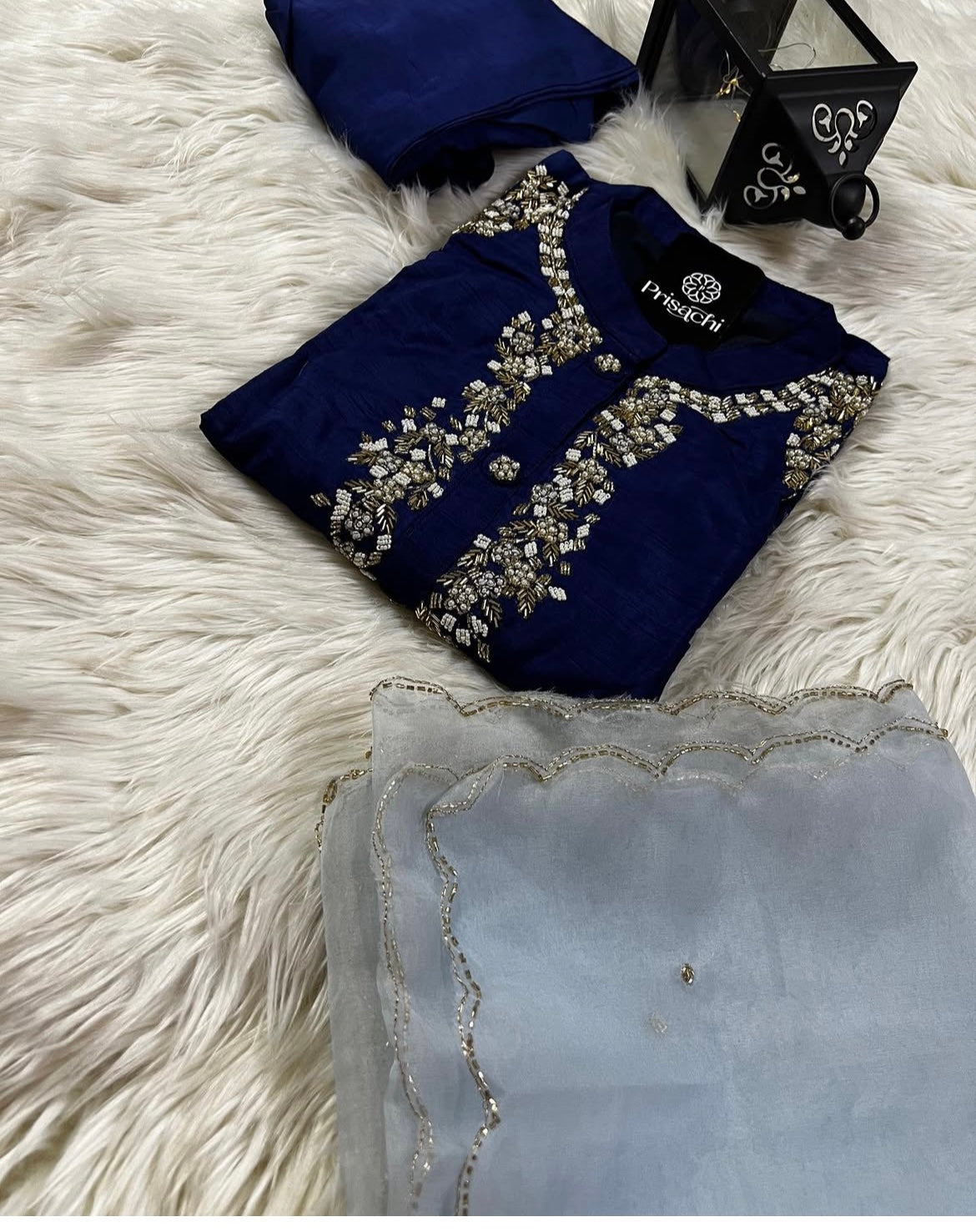 Designer Embroidered Ethnic kurta set with dupatta and pants - Prisachi Official