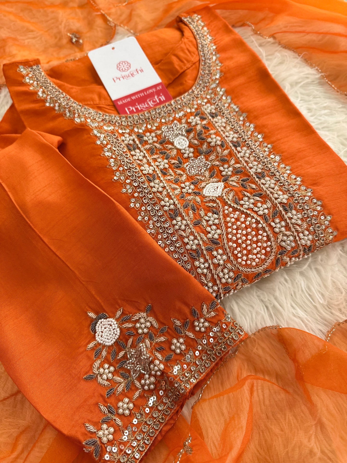 Designer embroidered kurta set with dupatta