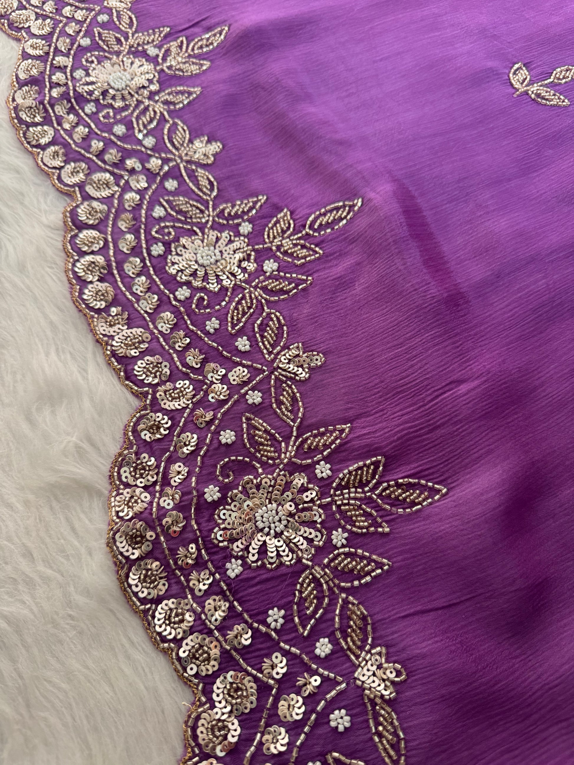 Lavender Embroidered Sharara Set with pants and Dupatta for Women | Prisachi - Prisachi Official