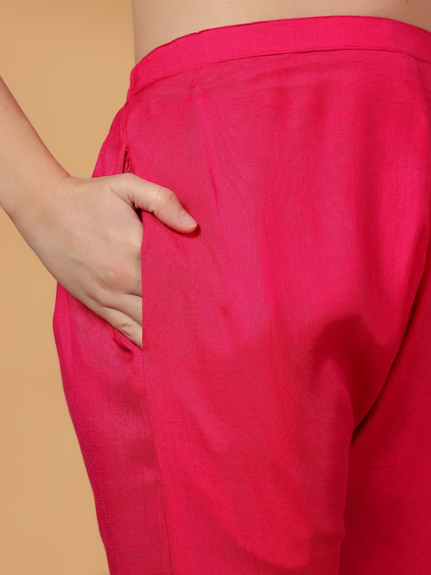 Pink Designer Embroidered A Line kurta set with dupatta and Pant