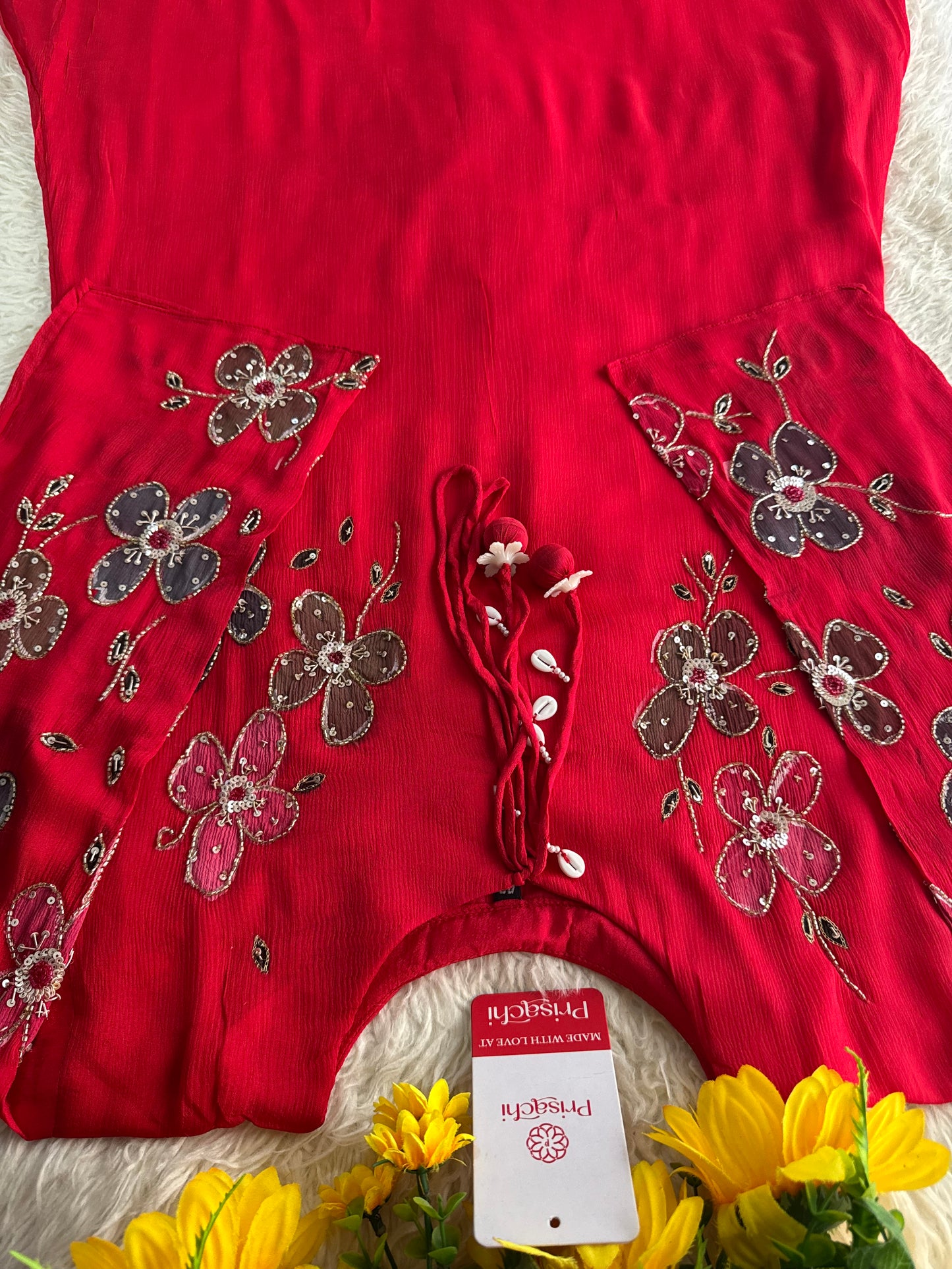 Green hand embroidered A Line kurta pant with dupatta