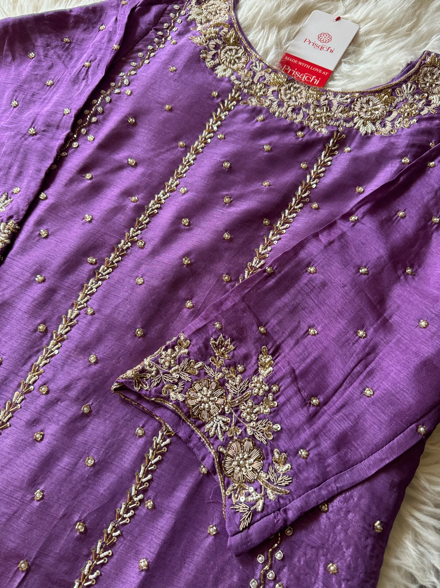 Purple Embroidered kurta set with dupatta