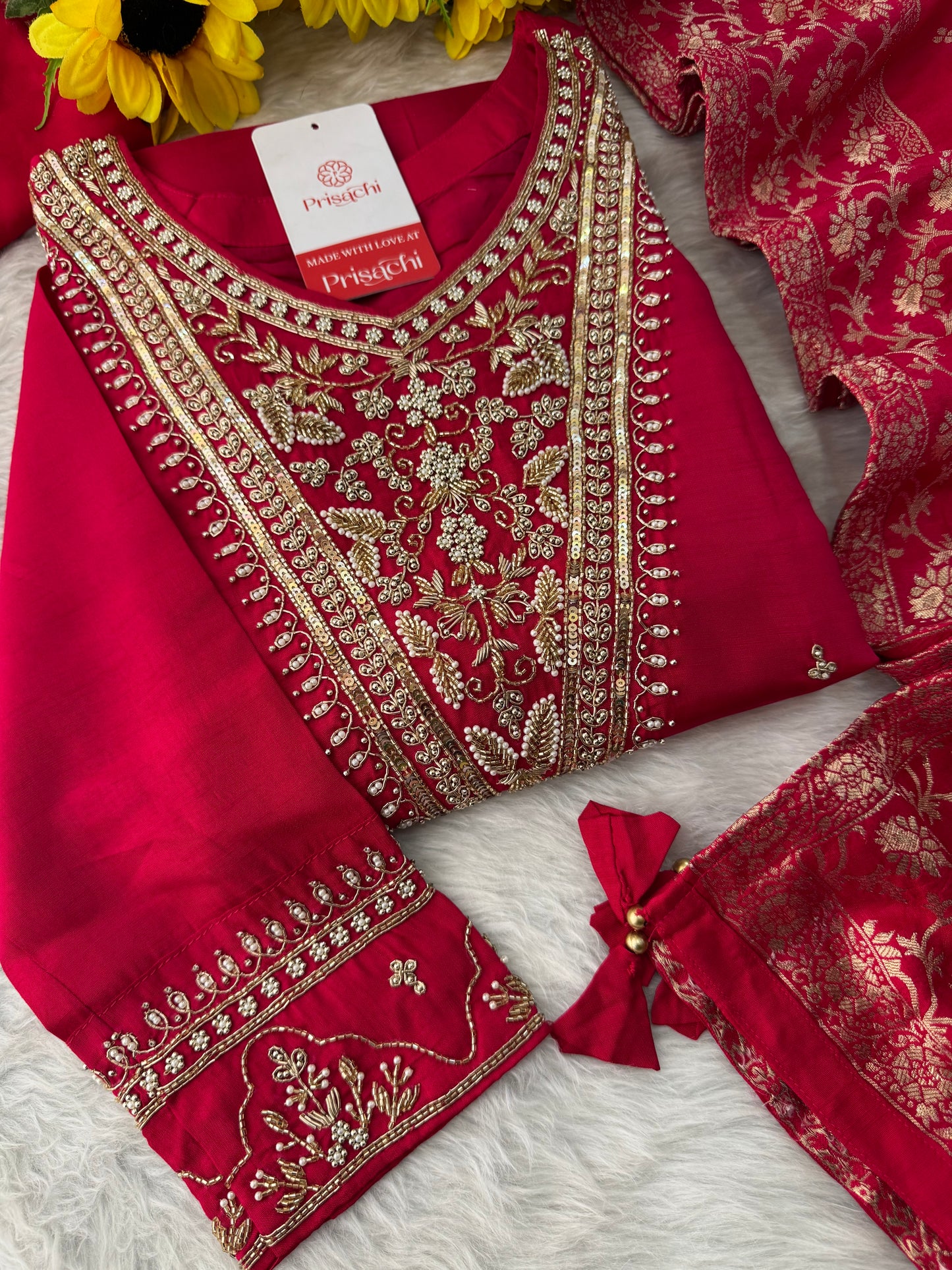 Pink Embroidered kurta Pant  with dupatta - Prisachi Official