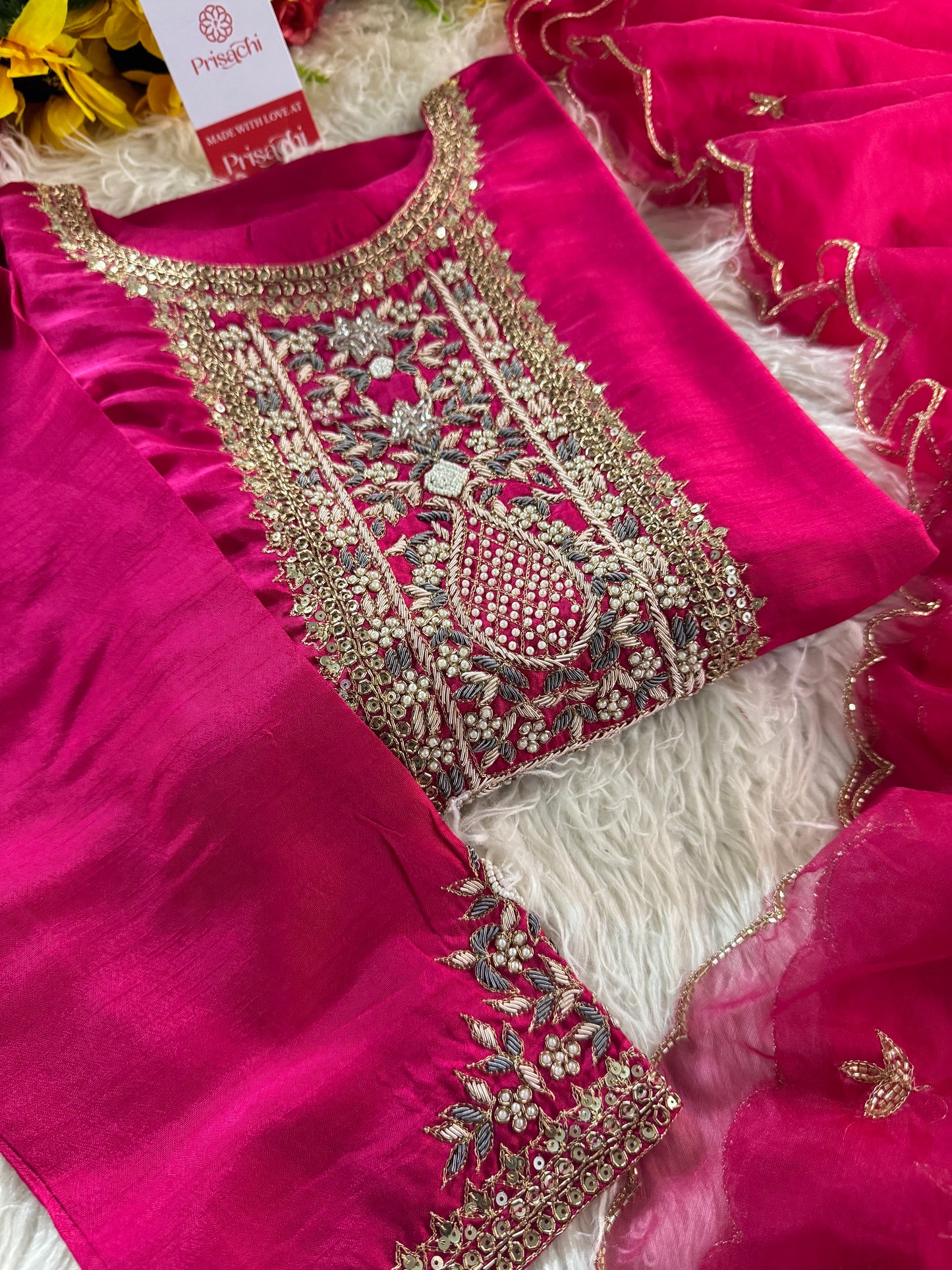 Designer embroidered kurta set with dupatta