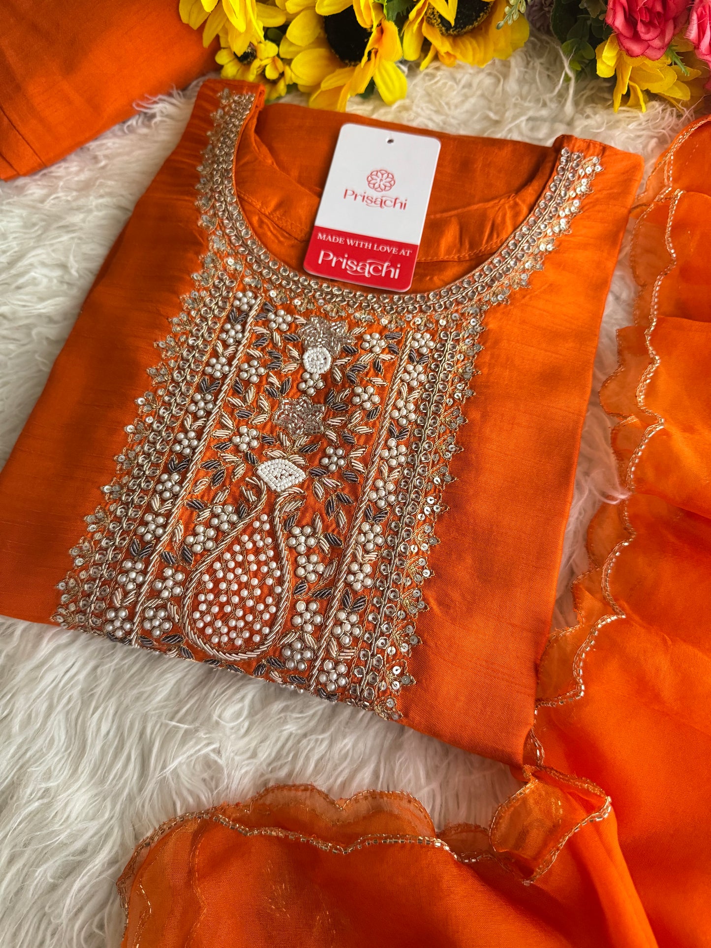 Designer embroidered kurta set with dupatta