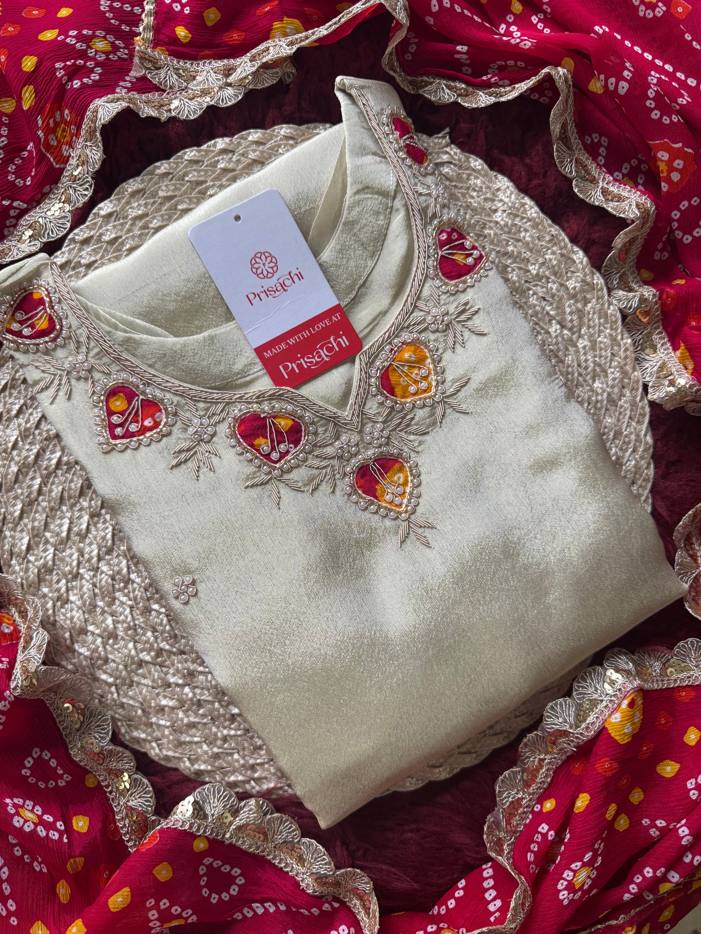 White embroidered kurta set with dupatta