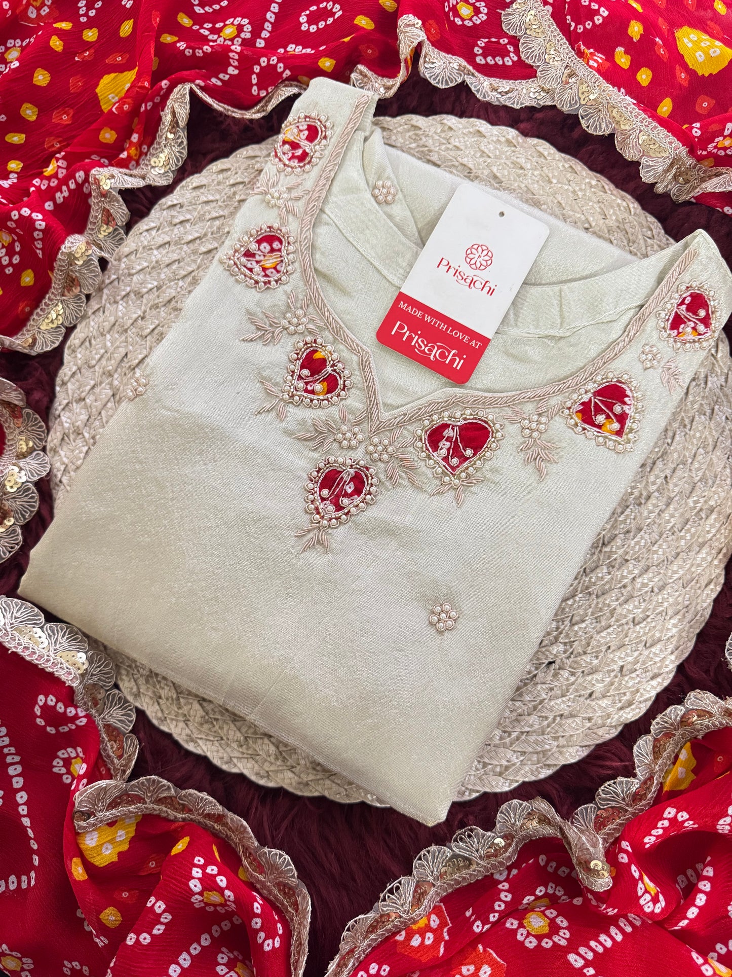 White embroidered kurta set with dupatta