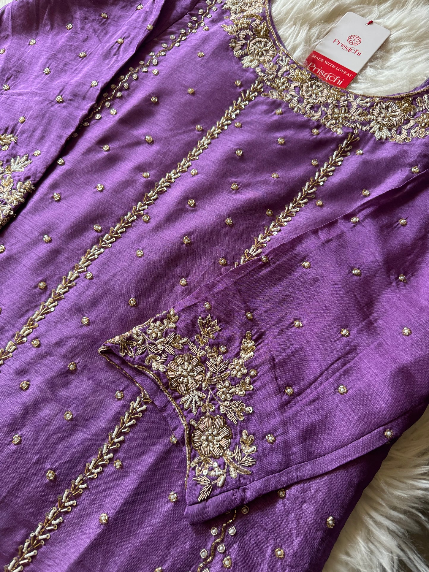 Purple Embroidered kurta set with dupatta