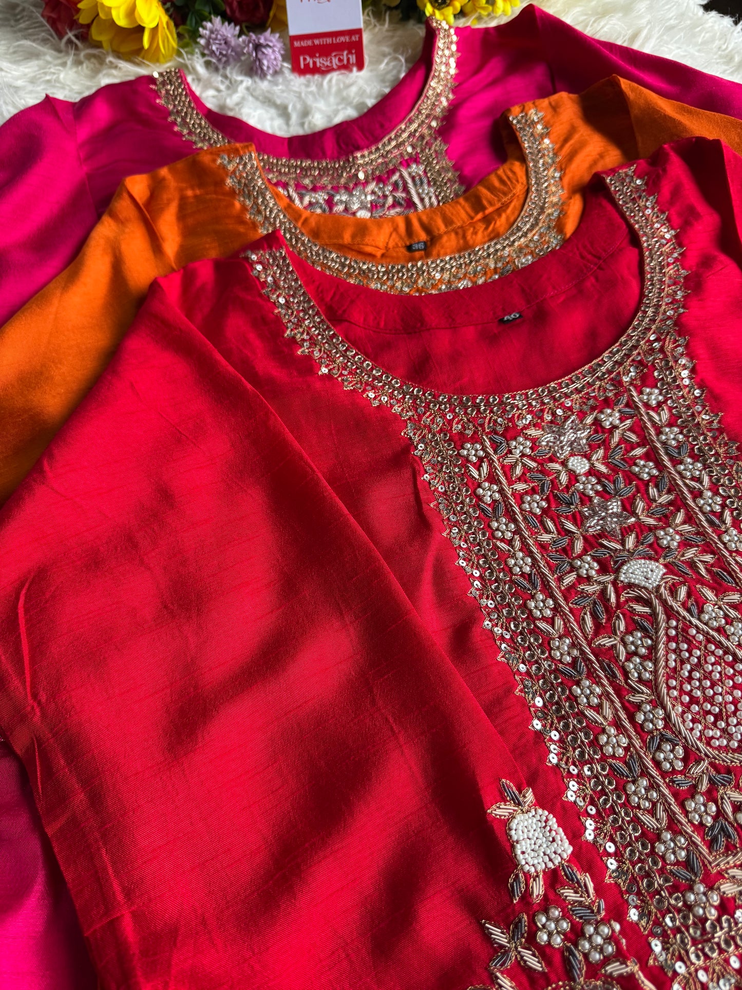 Designer embroidered kurta set with dupatta
