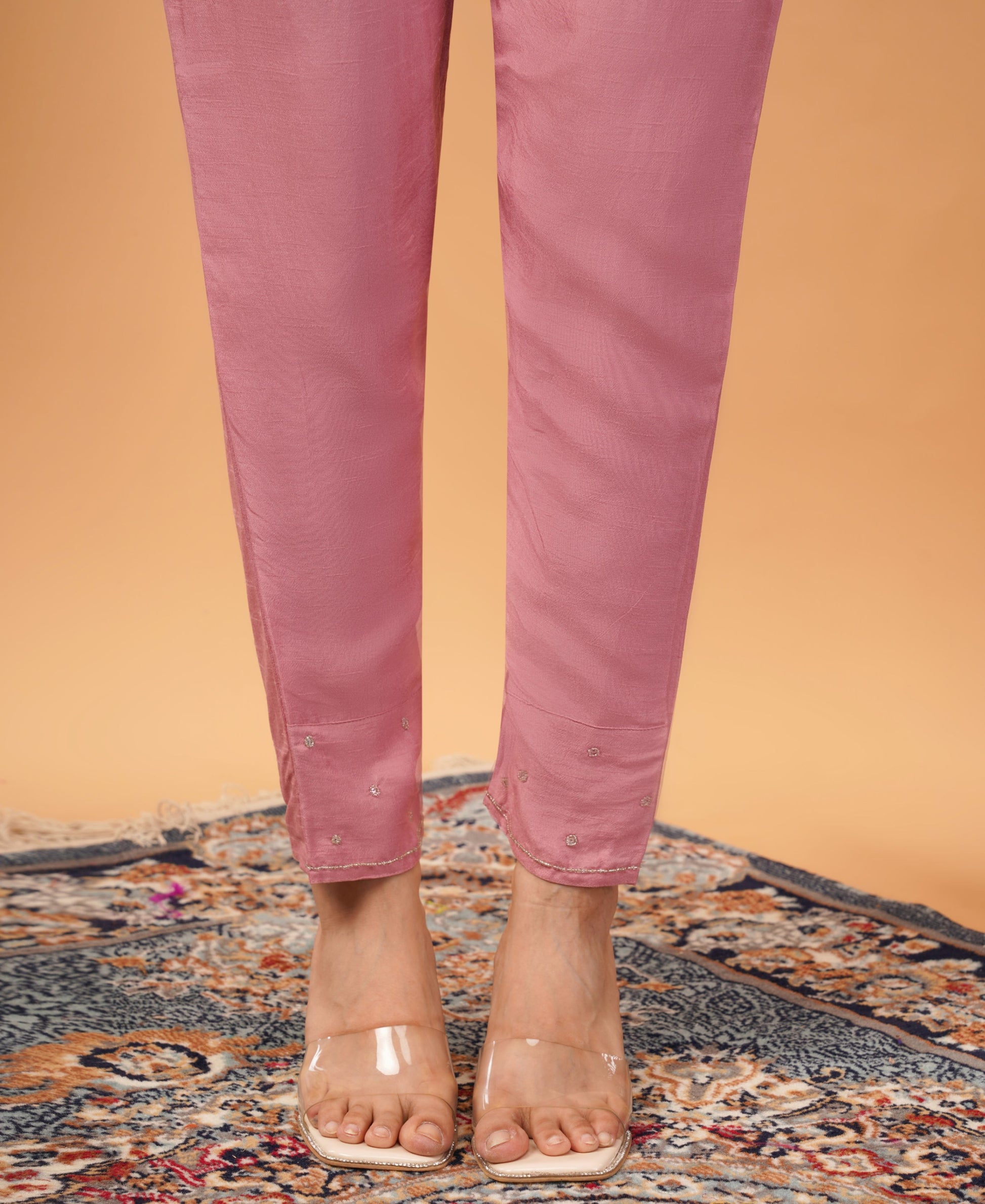 Pink embroidered kurta set with dupatta - Prisachi Official