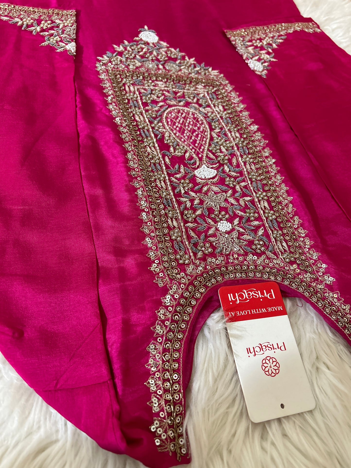 Pink embroidered kurta set with dupatta