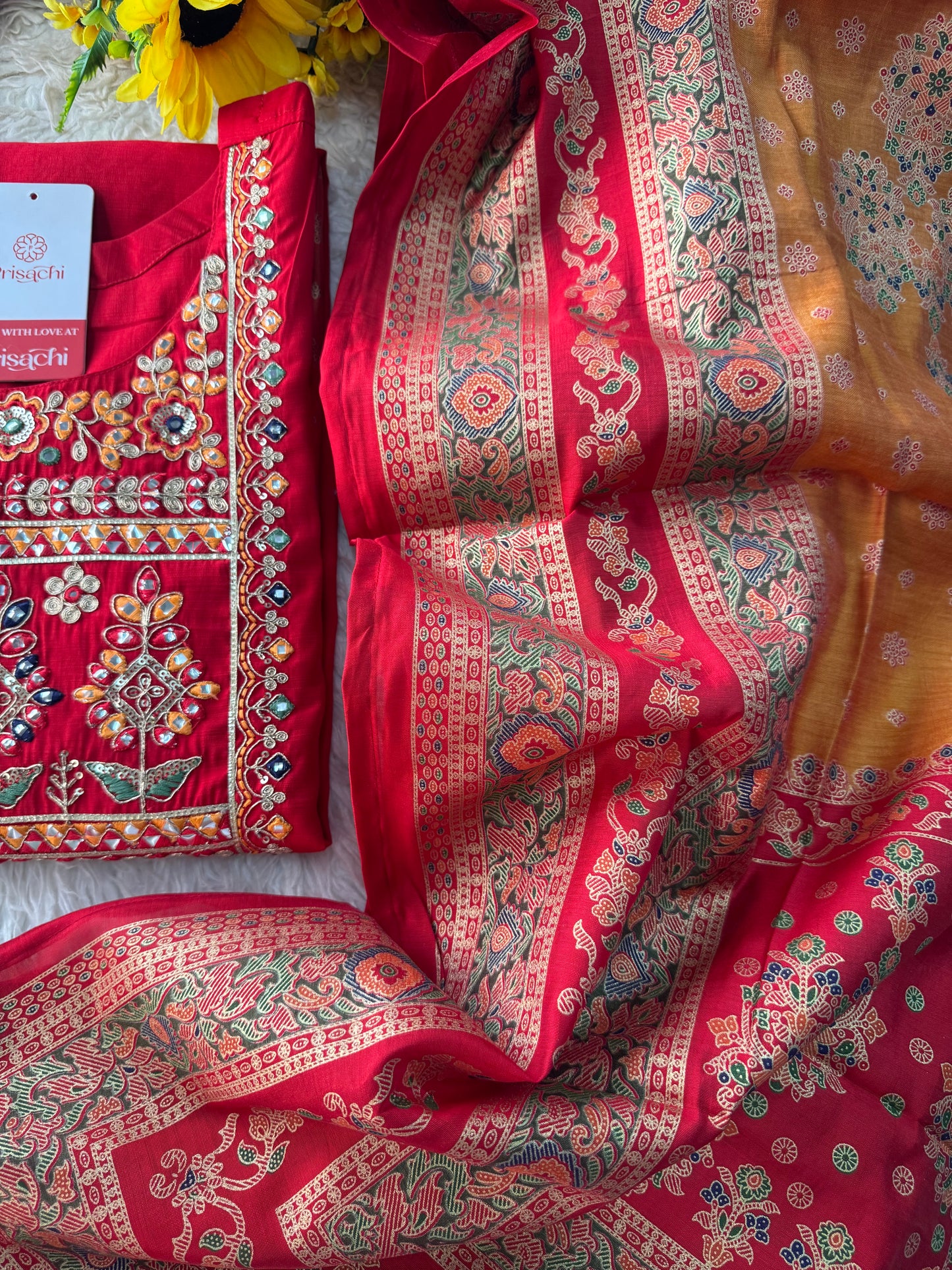 Prisachi Pink kurta set with dupatta