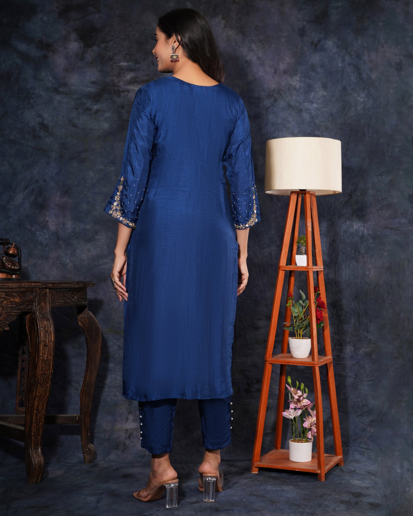 Blue Designer Embroidered Ethnic Kurta Set with Pant & Dupatta - Prisachi Official