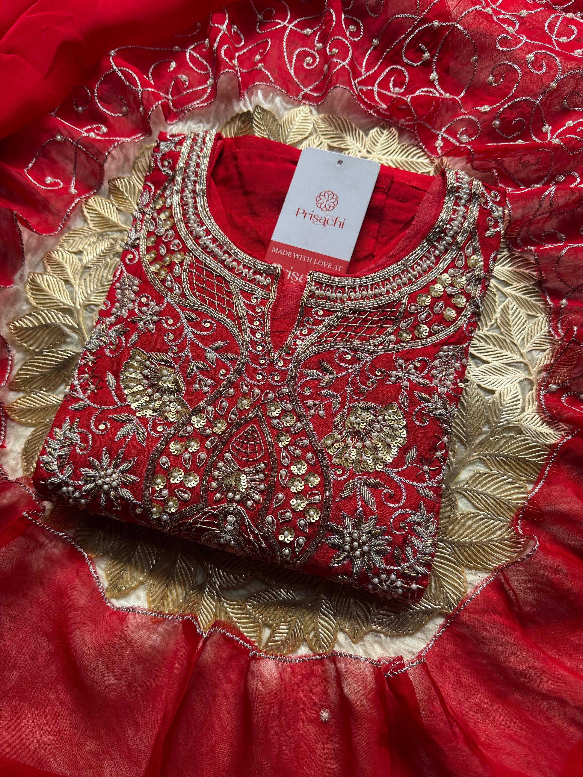 Desinger Embroidered kurta Bottom  with dupatta - Prisachi Official