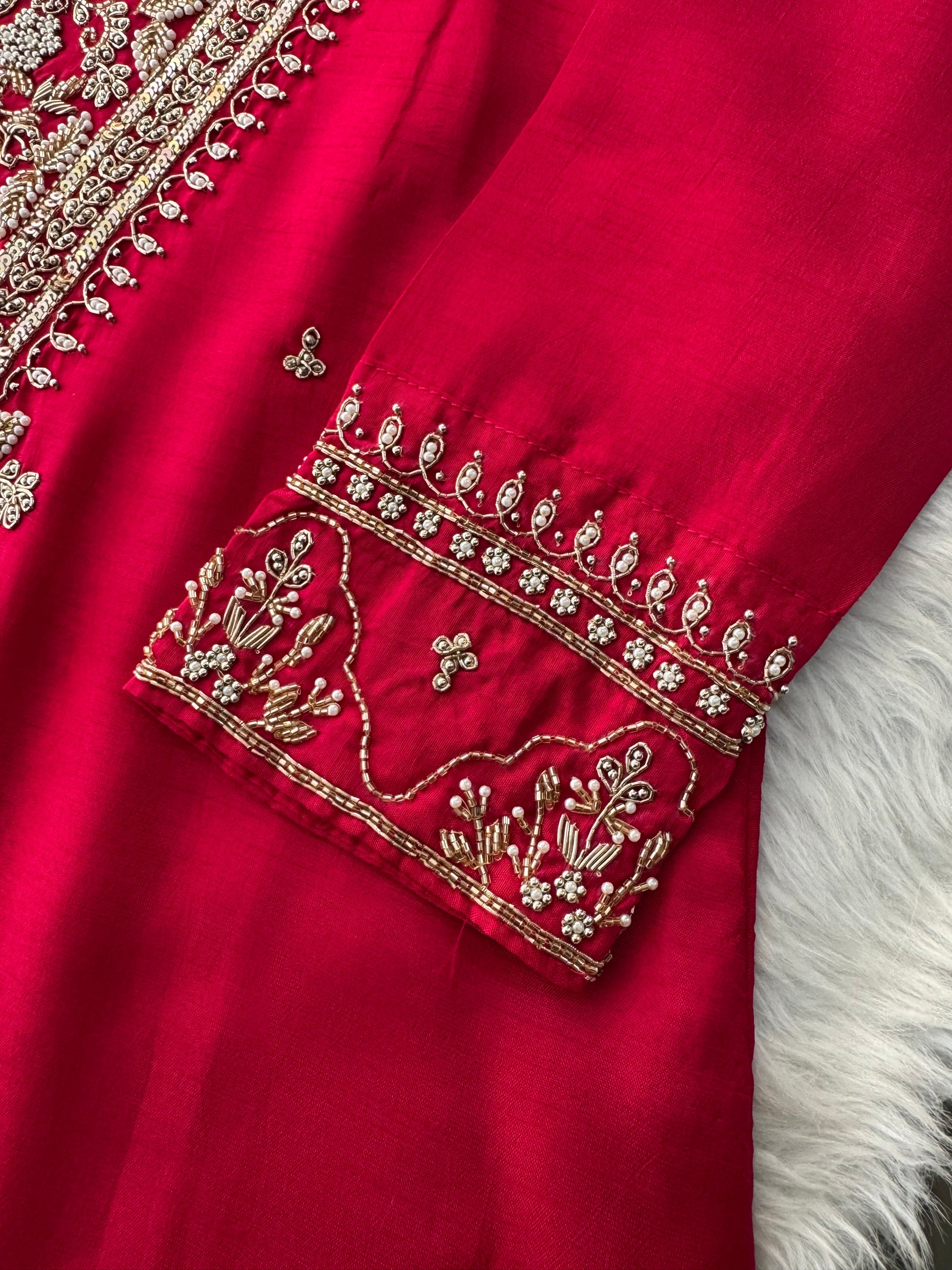 Pink Embroidered kurta Pant  with dupatta - Prisachi Official