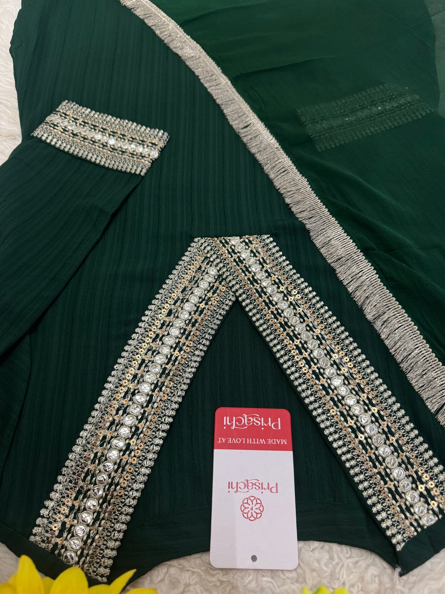 Green  kurta bottom with dupatta