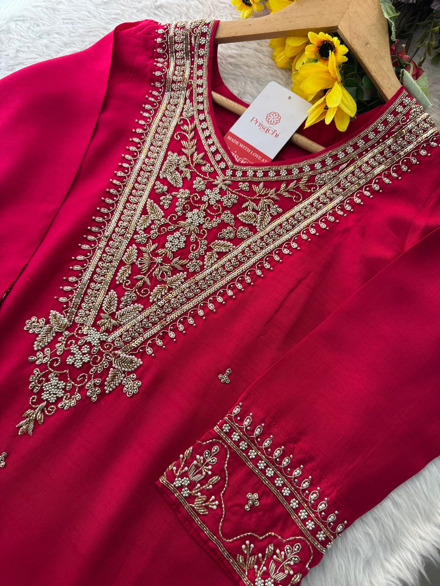 Pink Embroidered kurta Pant  with dupatta - Prisachi Official