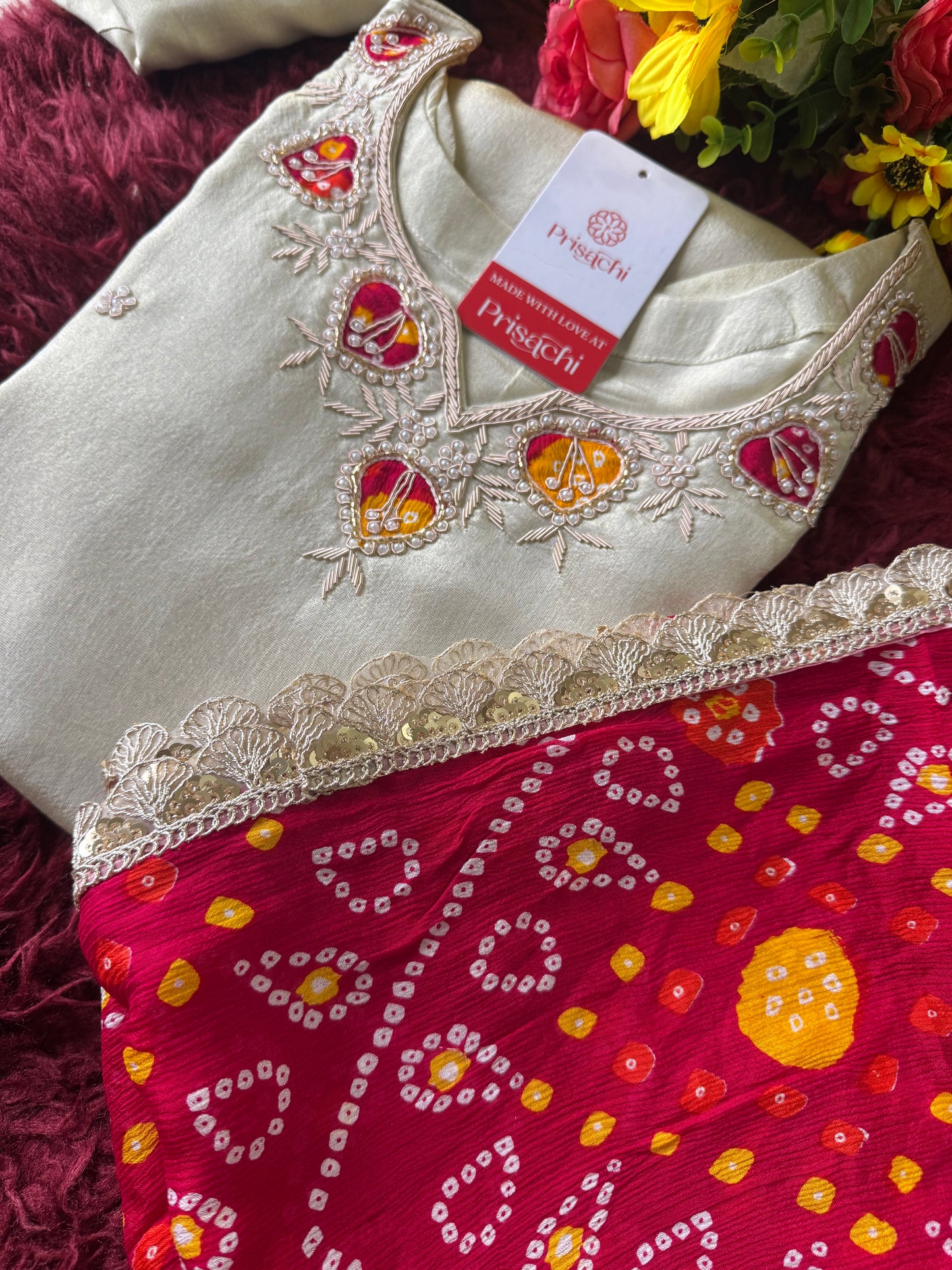 White embroidered kurta set with dupatta