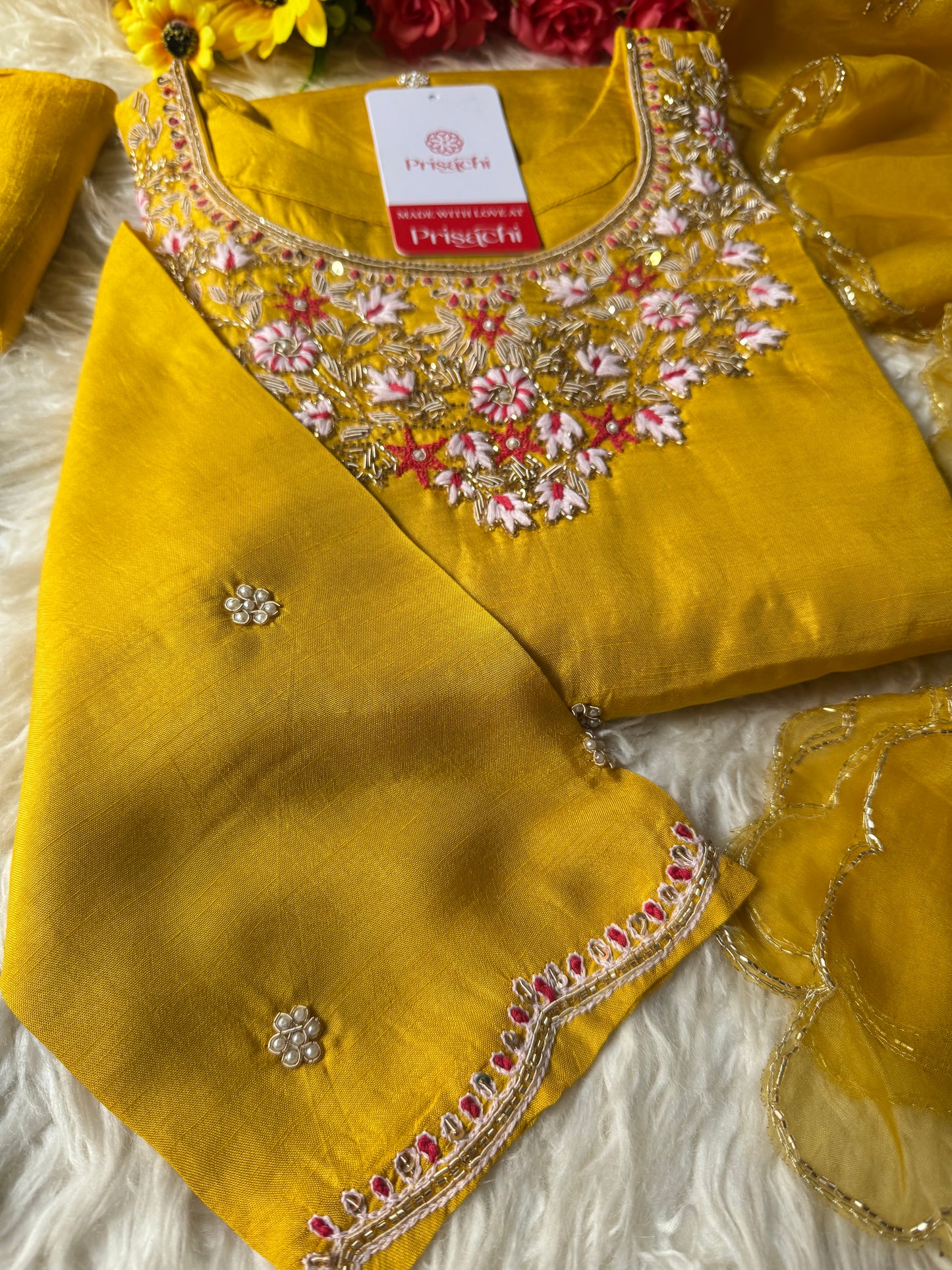 Embroidered kurta Bottom  with dupatta