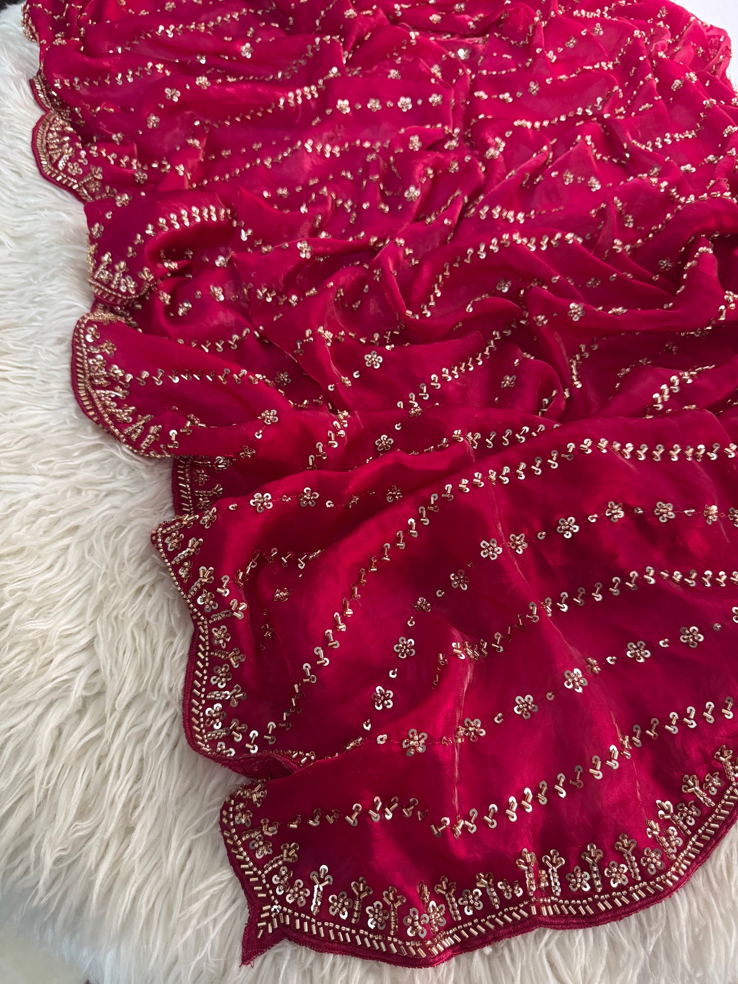 Prisachi Pink Designer Saree with Unstitched Blouse