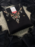 Prisachi Black Embroidered kurta bottom with dupatta