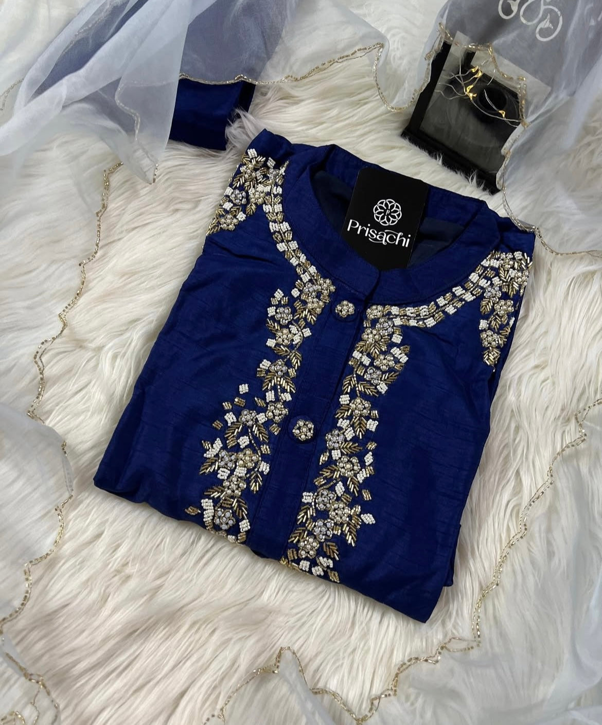 Designer Embroidered Ethnic kurta set with dupatta and pants - Prisachi Official