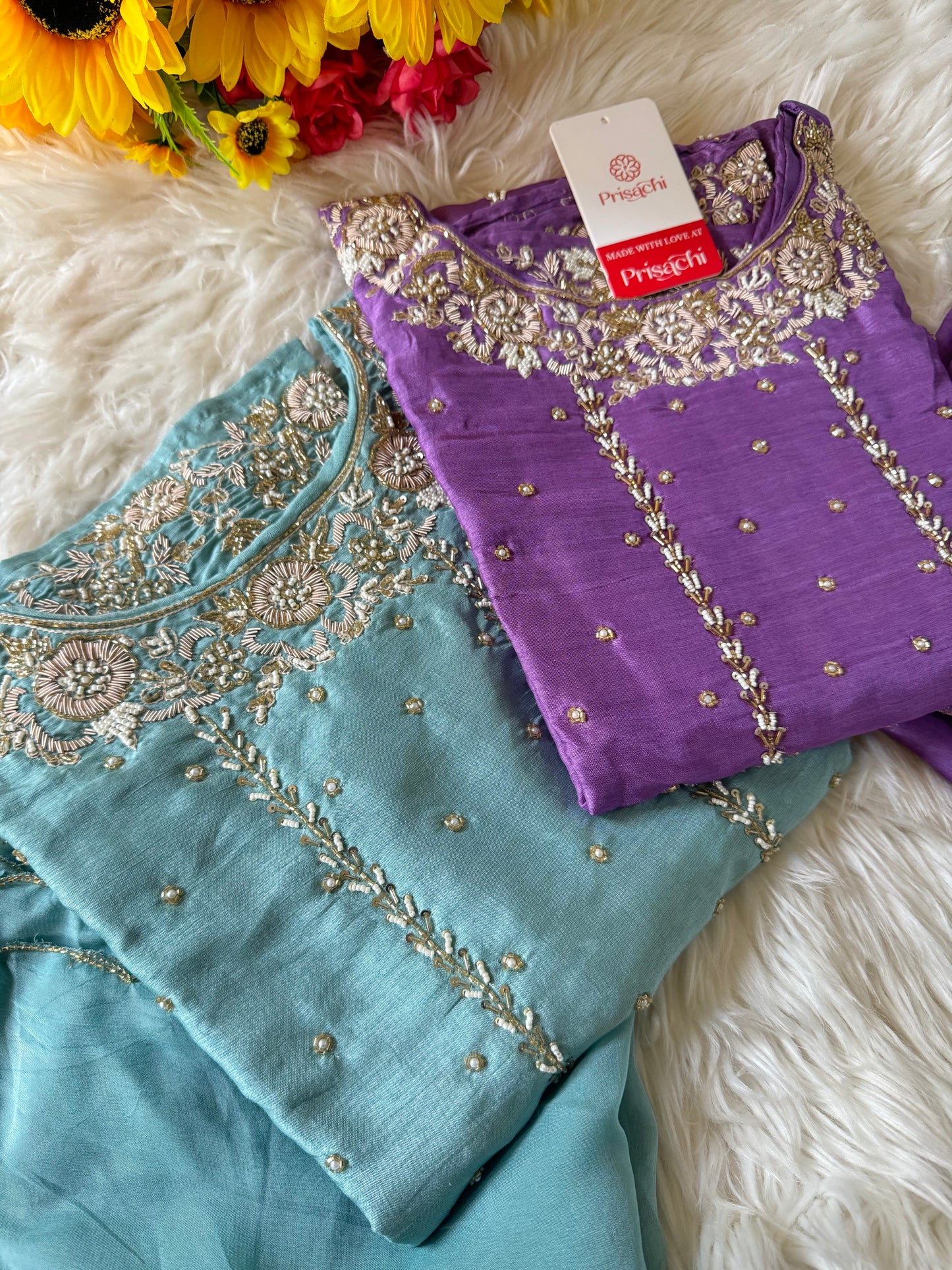 Purple Embroidered kurta set with dupatta
