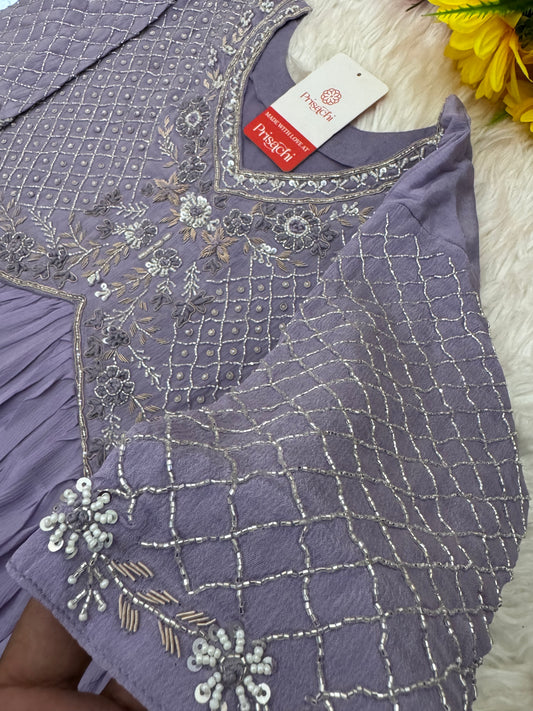 Lavender Embroidered Alia cut Anarkali dress