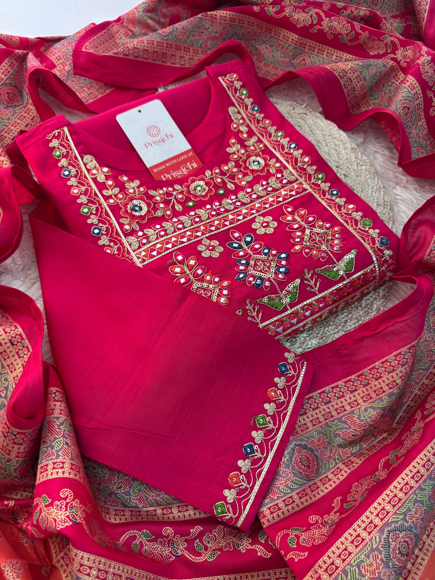 Prisachi Pink kurta set with dupatta