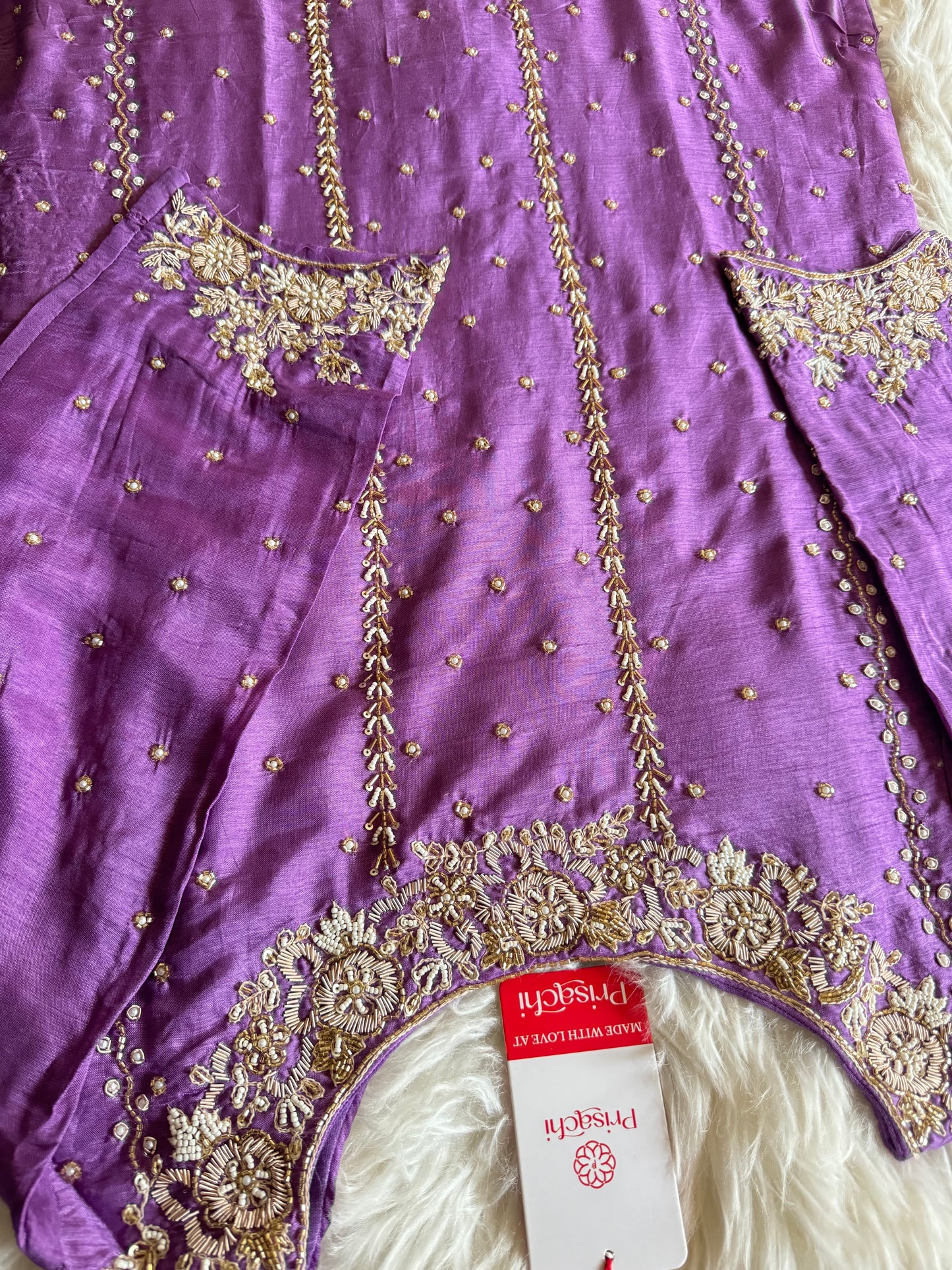 Purple Embroidered kurta set with dupatta