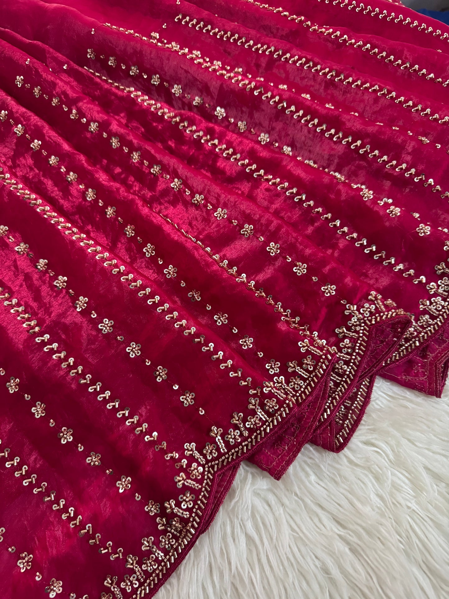 Prisachi Pink Designer Saree with Unstitched Blouse
