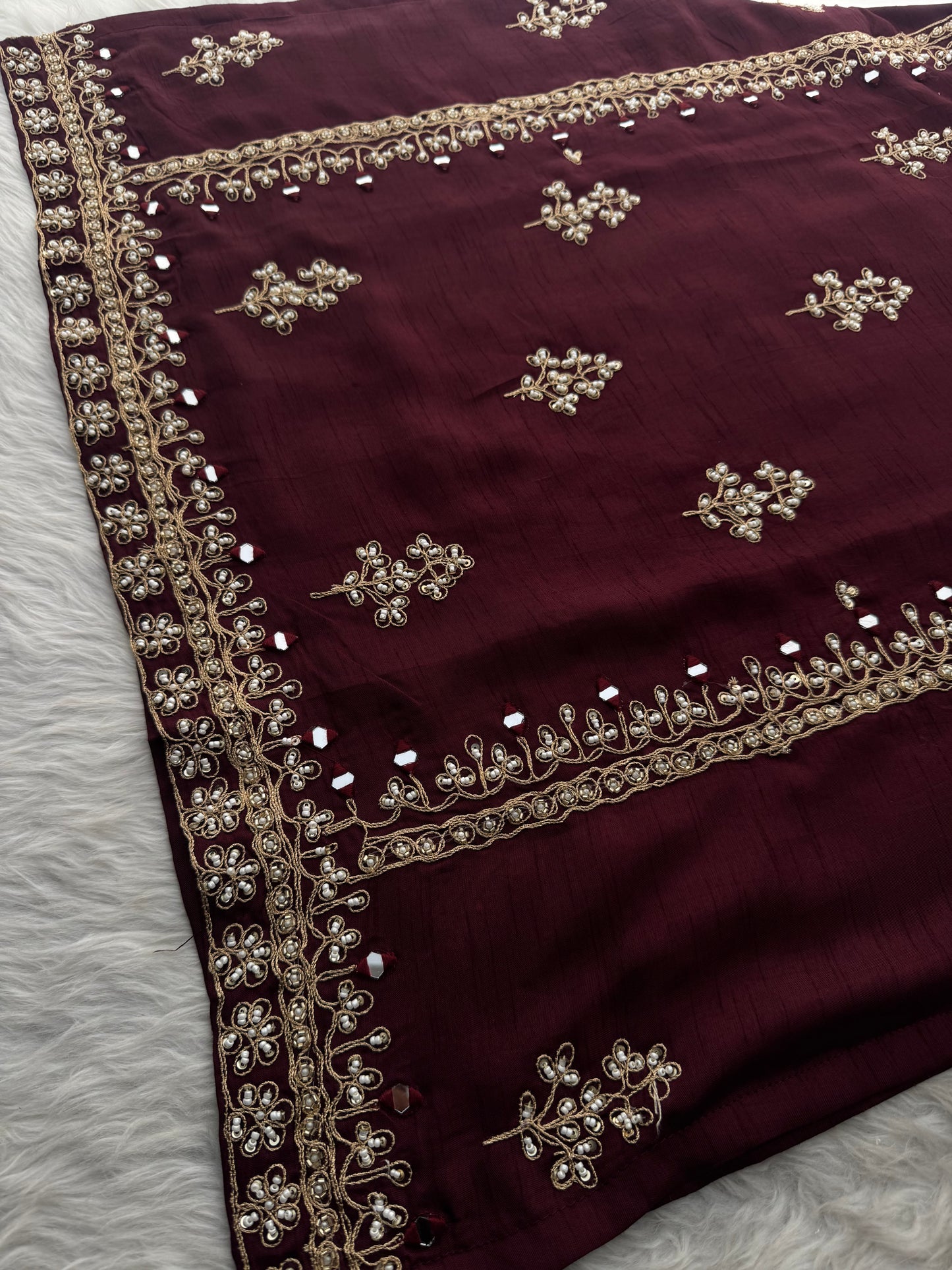 Brown hand embroidered kurta pant with dupatta - Prisachi Official