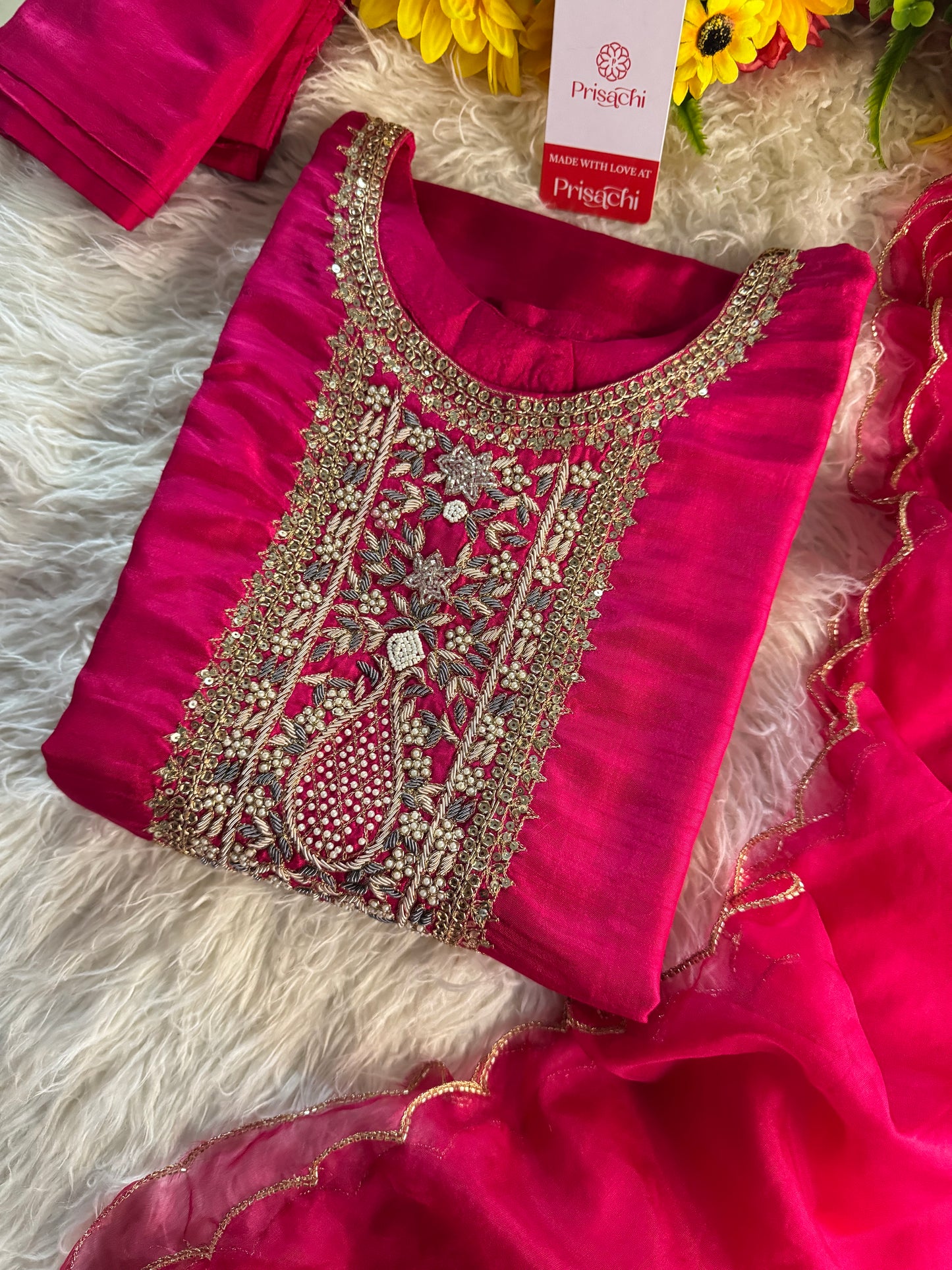 Designer embroidered kurta set with dupatta