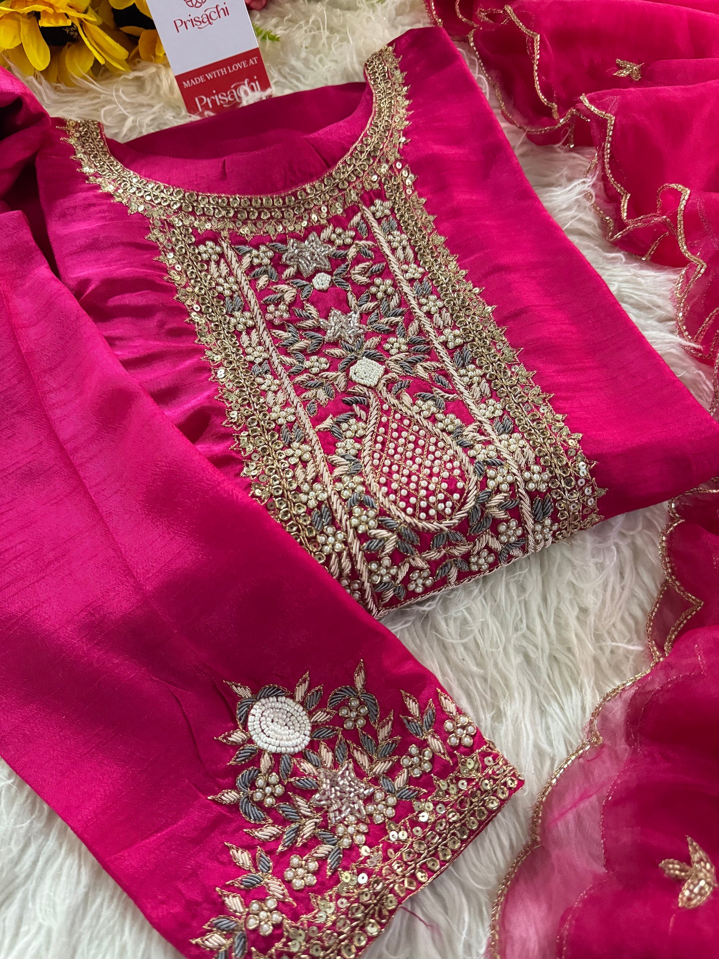 Designer embroidered kurta set with dupatta