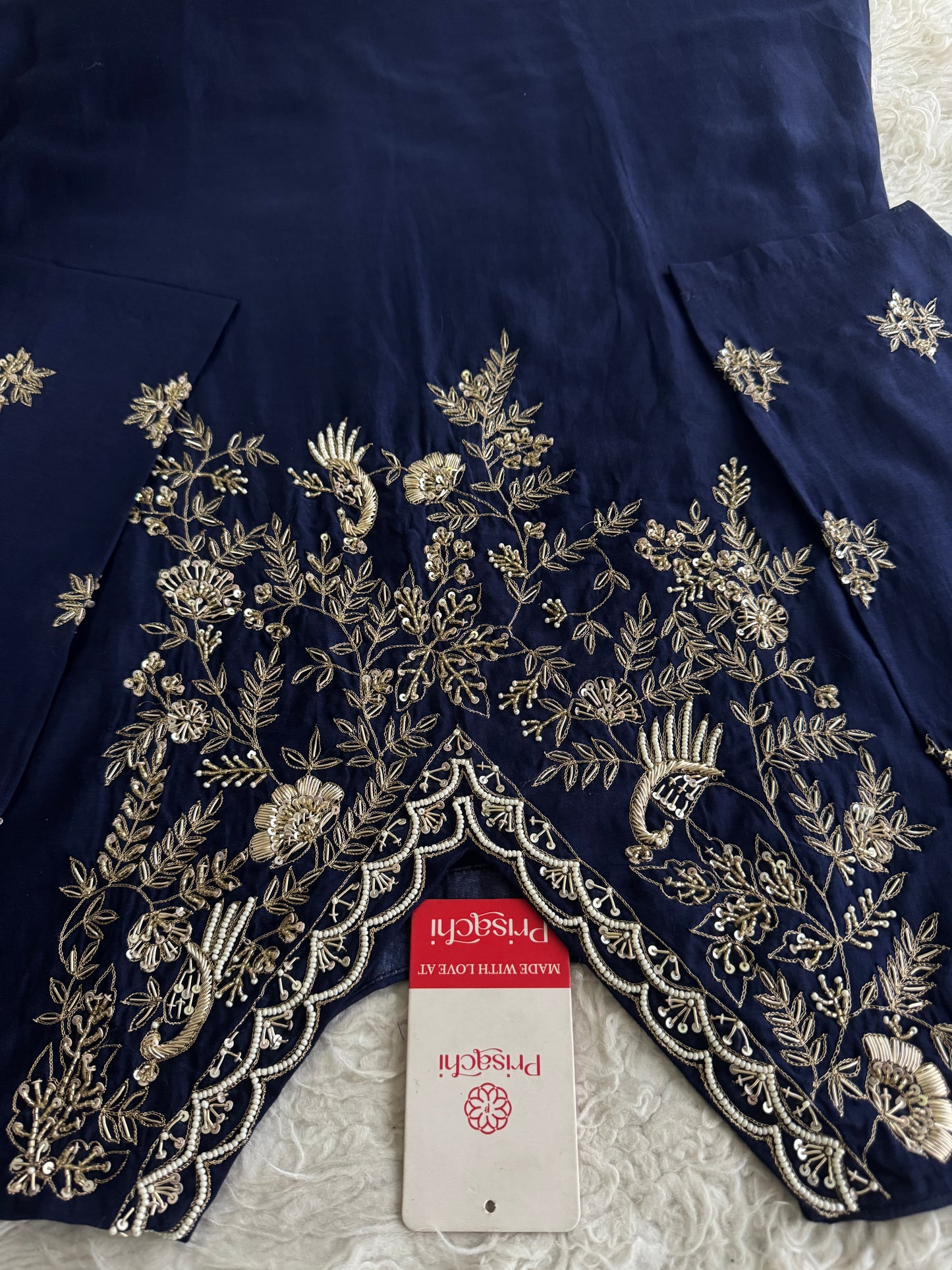 Blue embroidered kurta set with dupatta