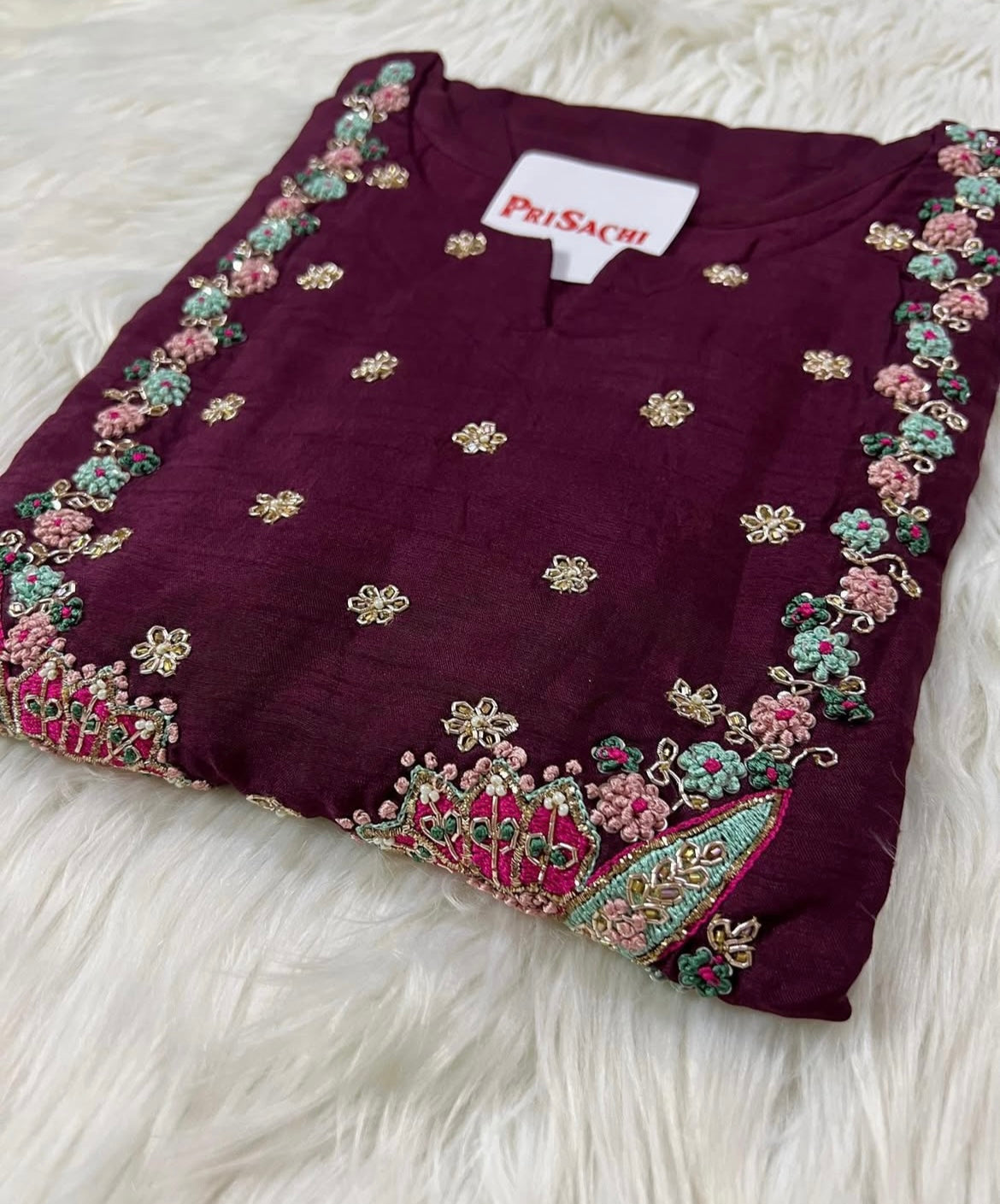 Black embroidered cotton silk kurta set with dupatta