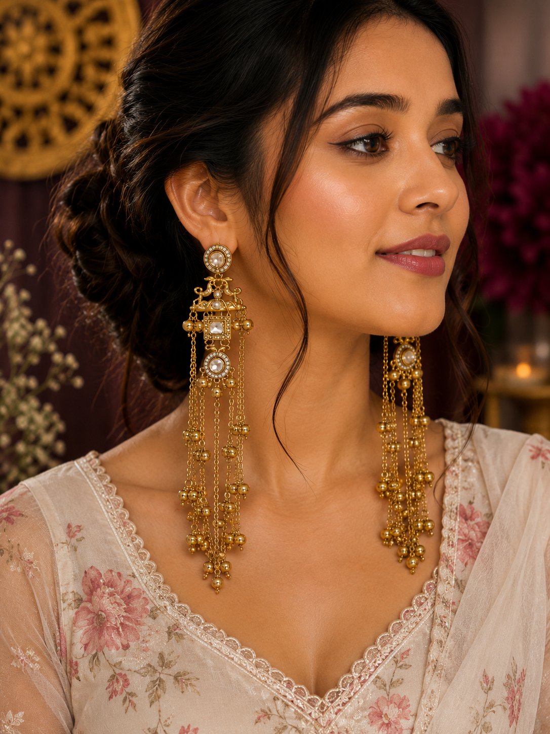 Designer Gold-Plated Kashmiri Jhumka Earrings for women