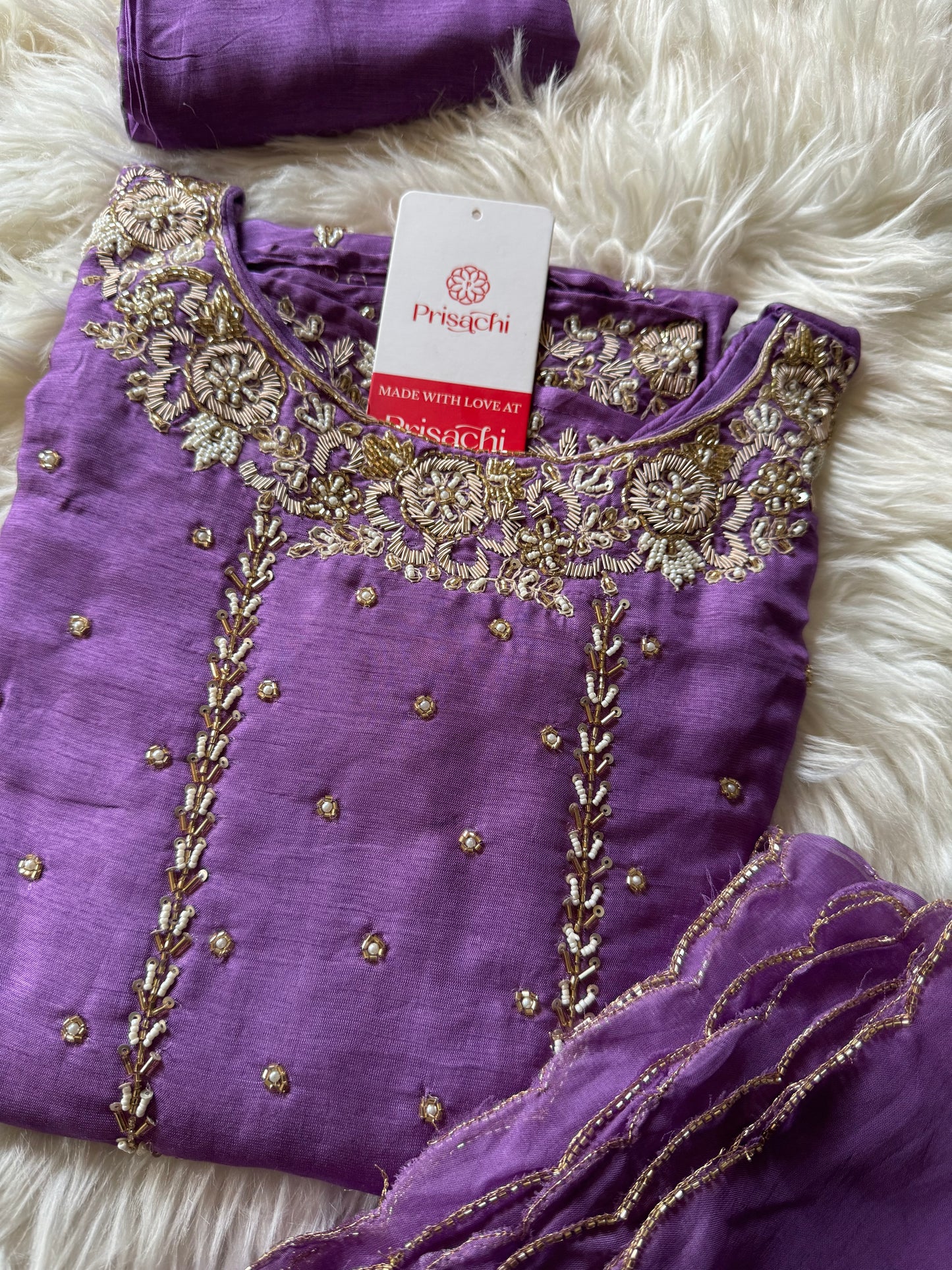 Purple Embroidered kurta set with dupatta